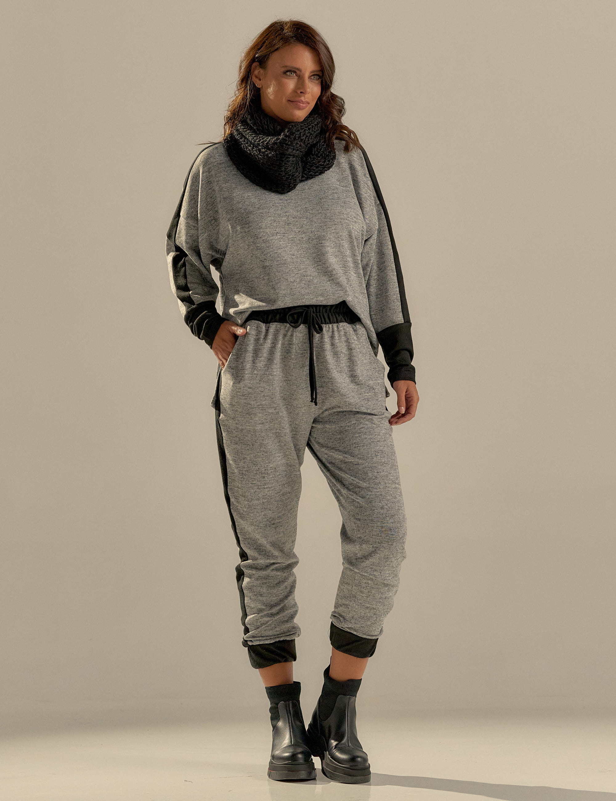 Calça Esporte Lã Bicolor Cinza