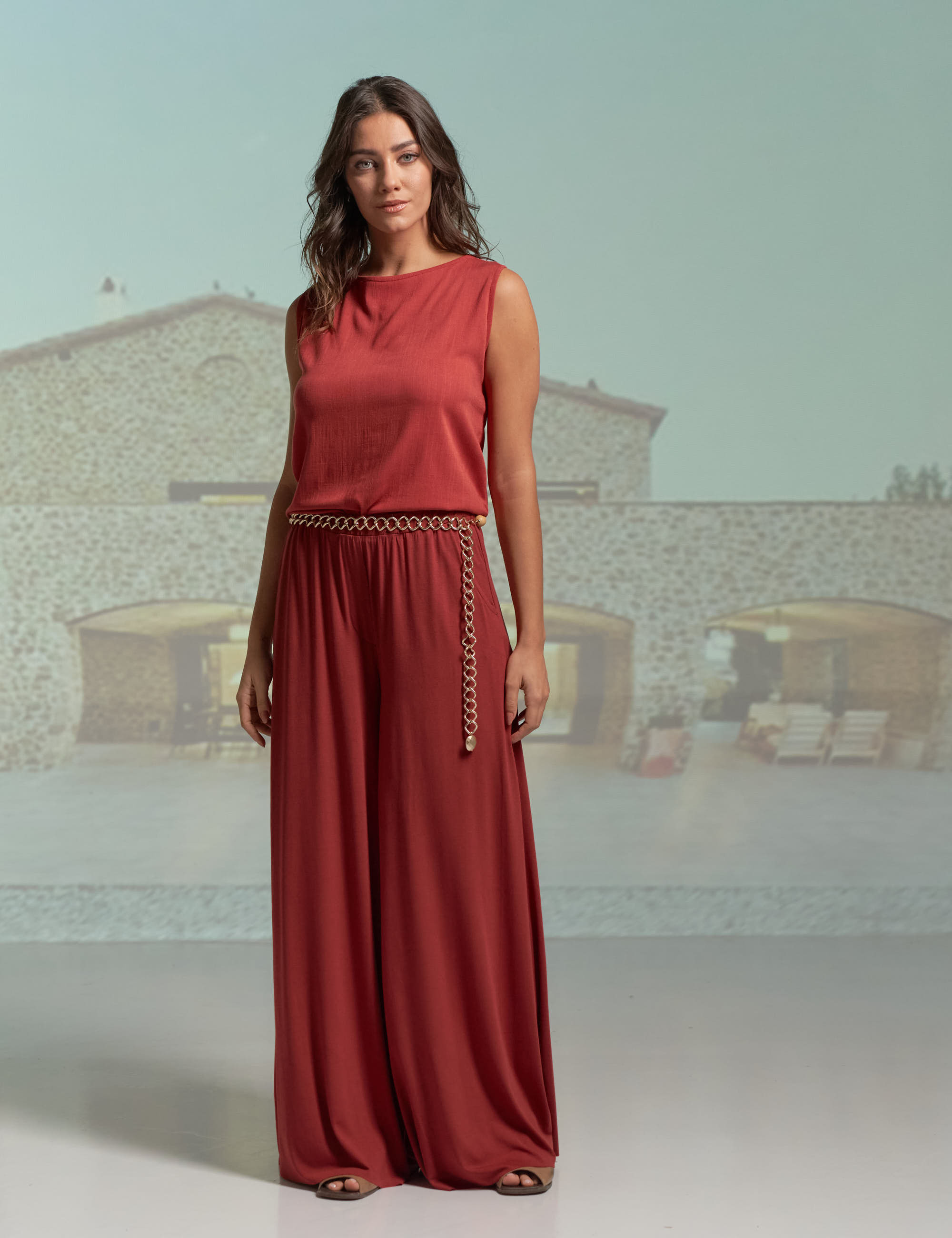 Calça Maxi Pantalona Pinhão