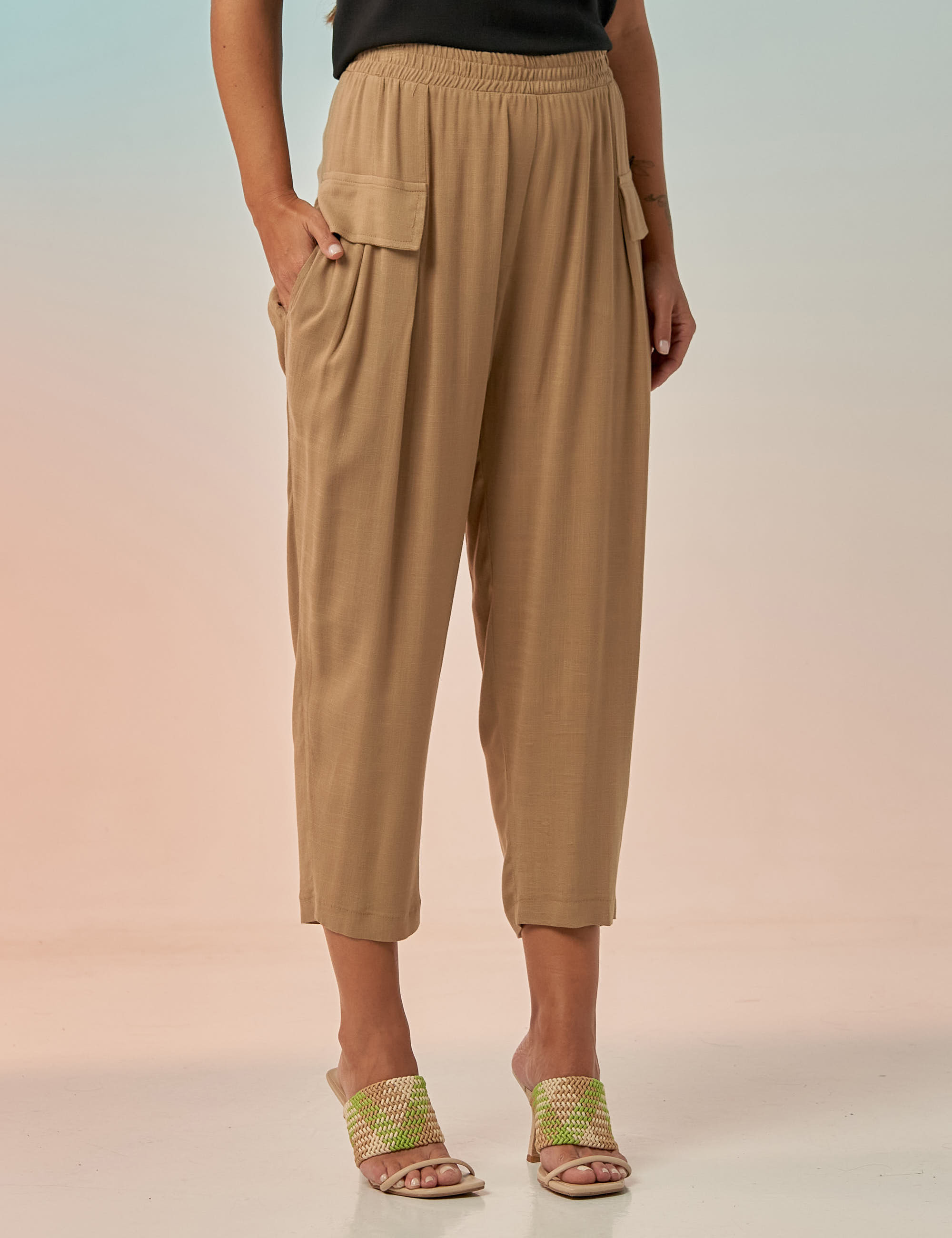 Calça Gramado Linho Bege Ovomaltine