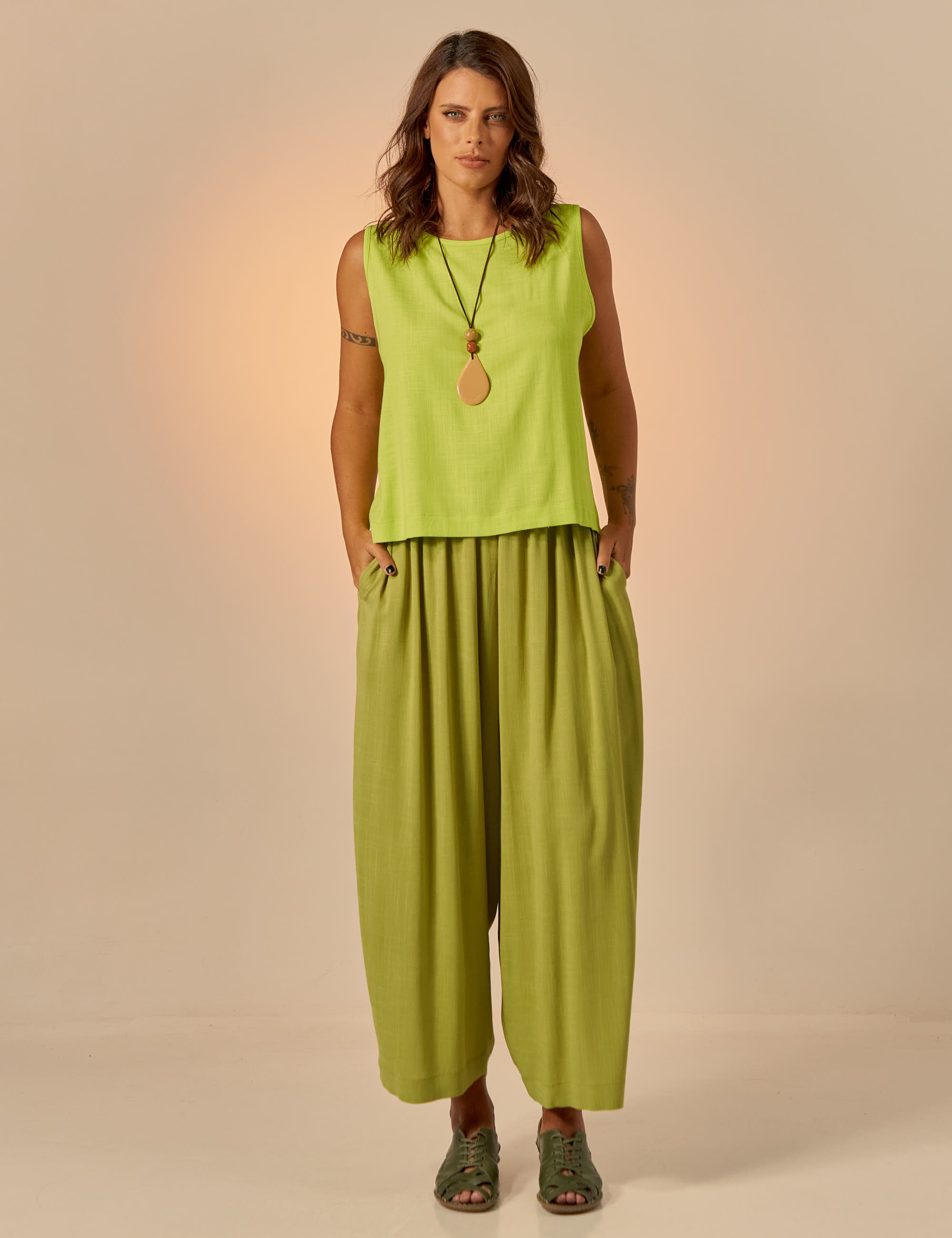 Blusa Cropped Linho Lima