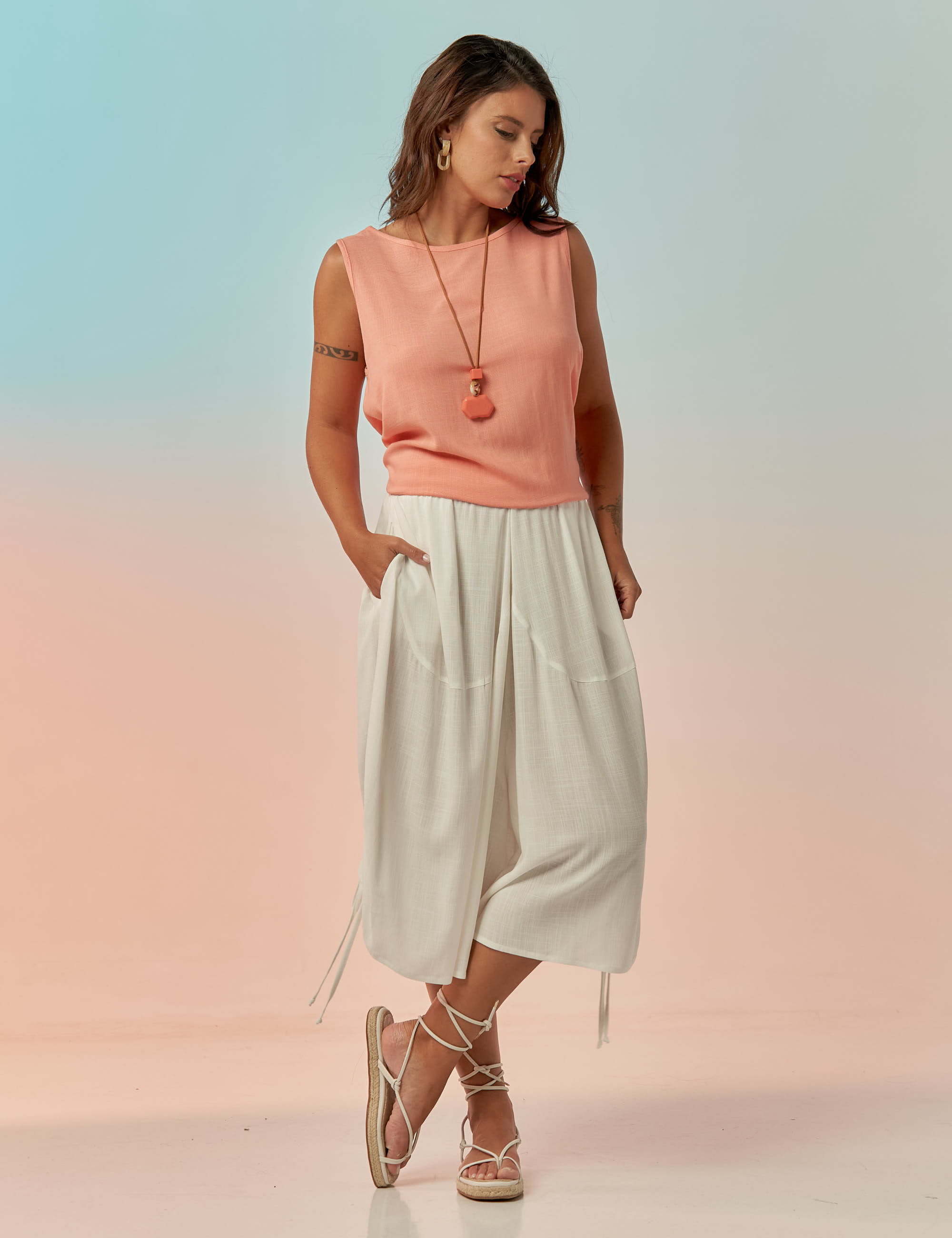 Blusa Cropped Linho Bellini