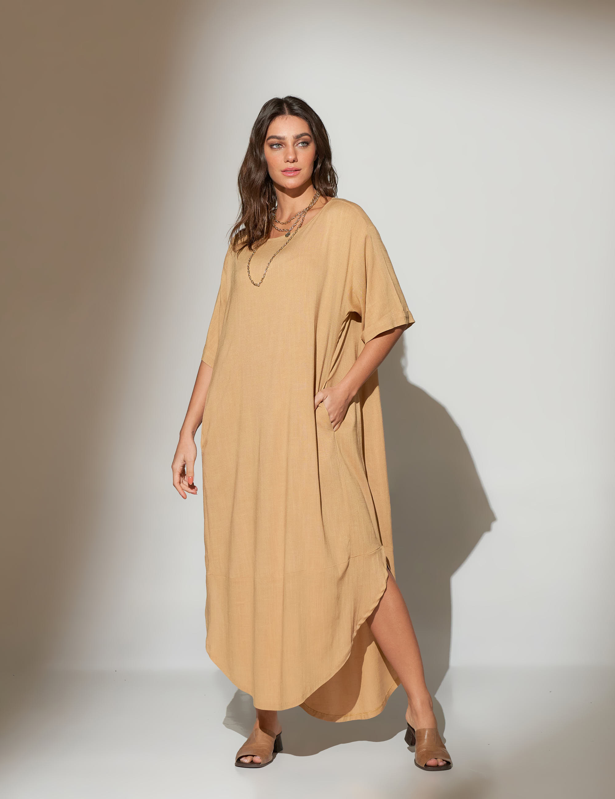 Vestido Midi Linho Capim