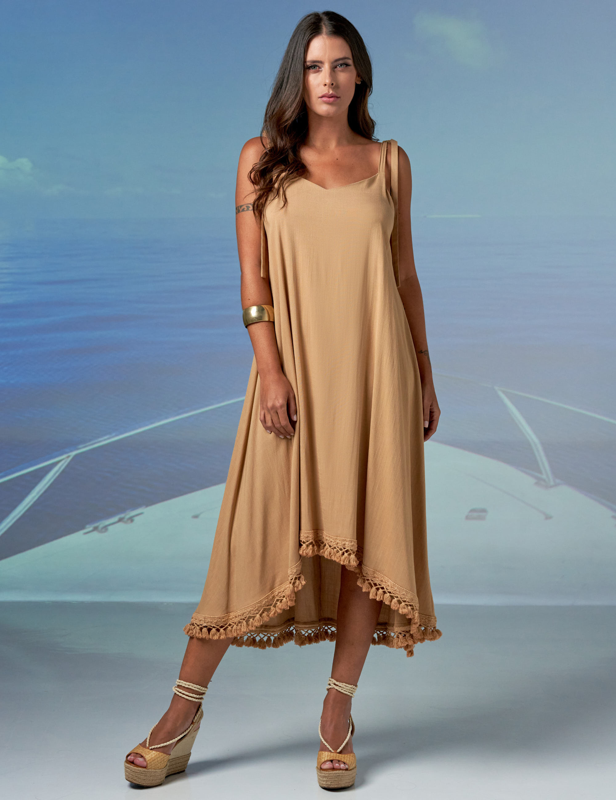 Vestido Linho Mullet Areia