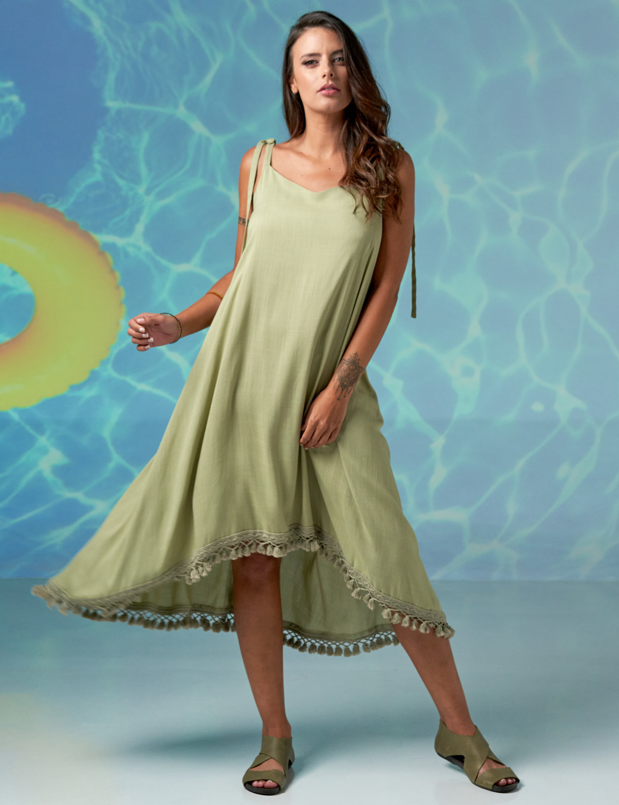 Vestido Linho Mullet Maçã Verde