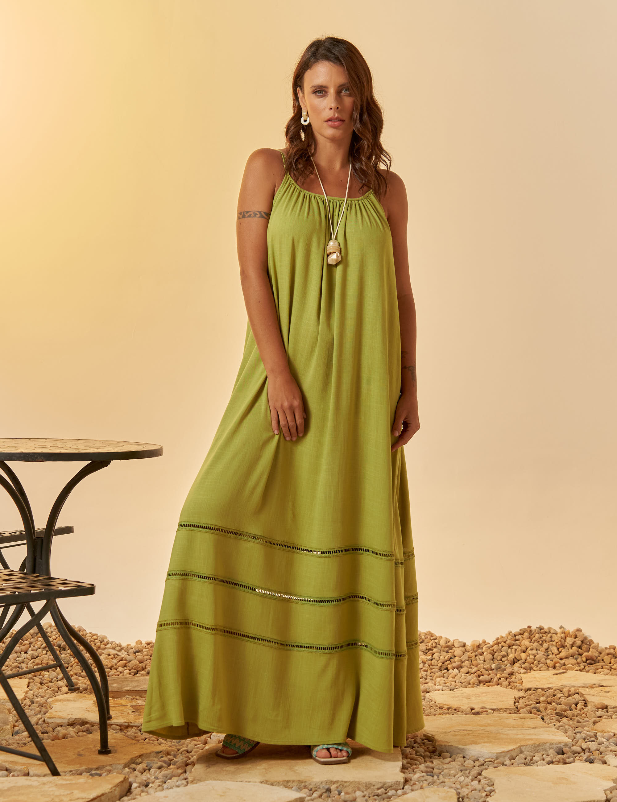 Vestido Trapézio Linho Atemoia