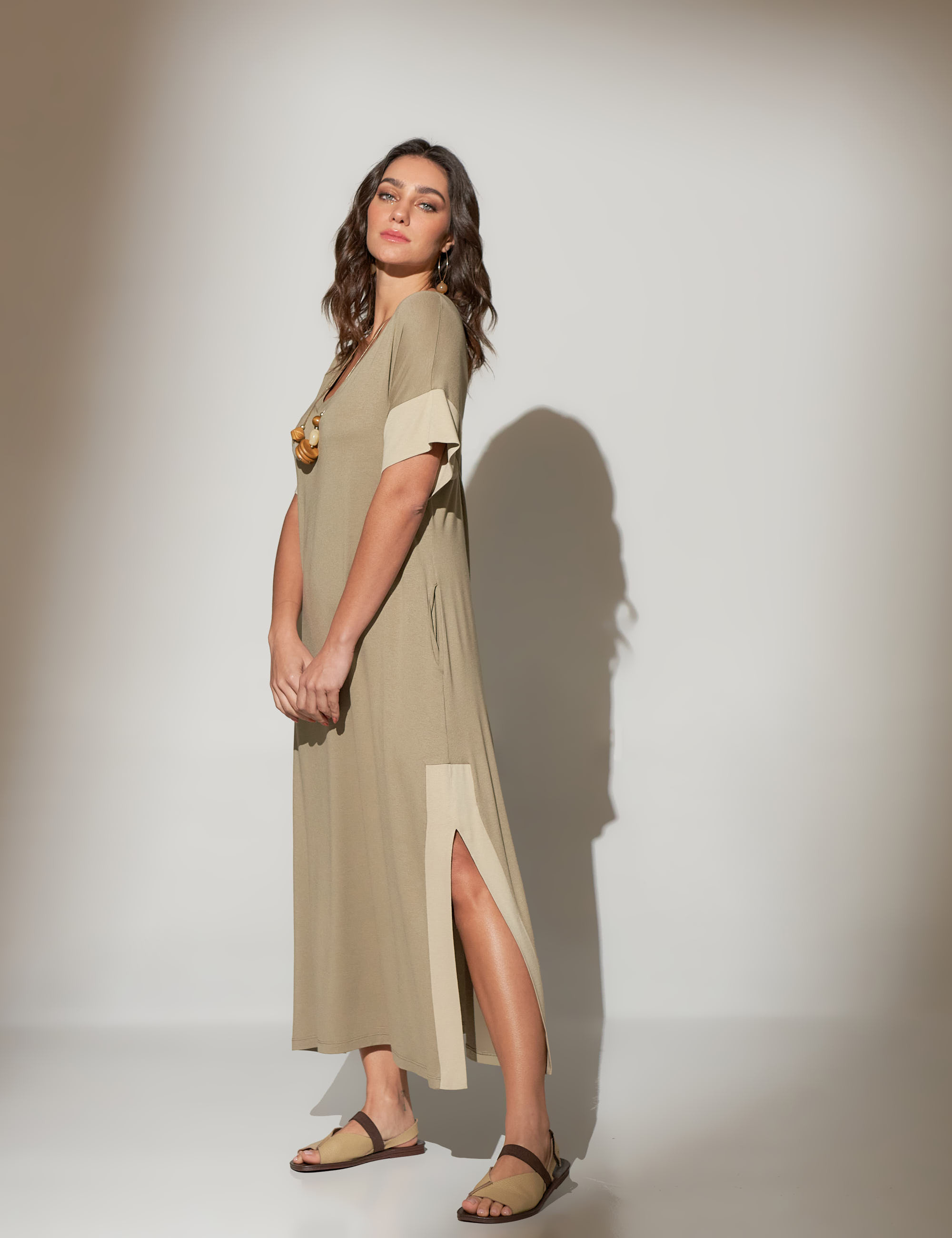 Vestido Mid Bicolor Cipó-U