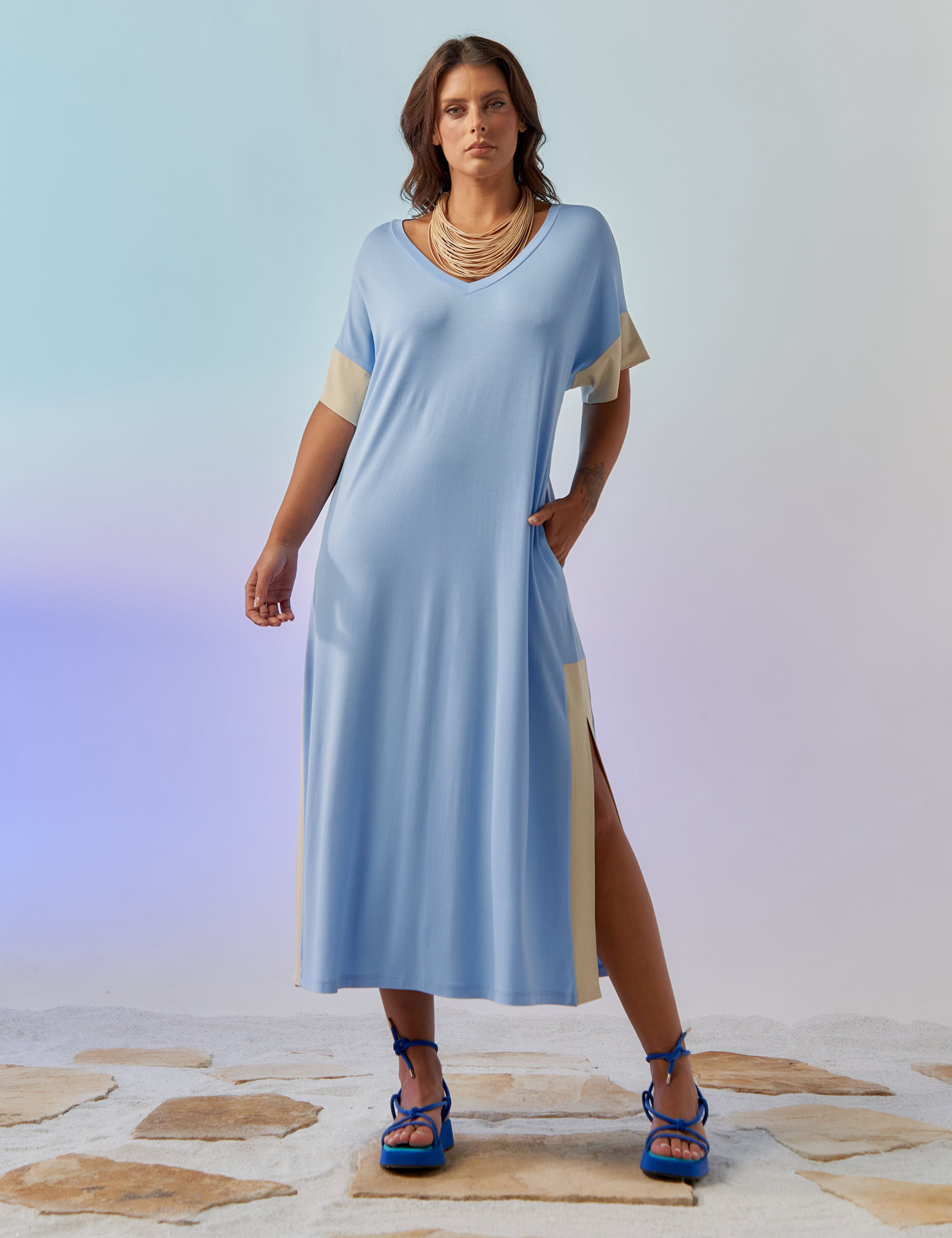 Vestido Midi Bicolor Alma