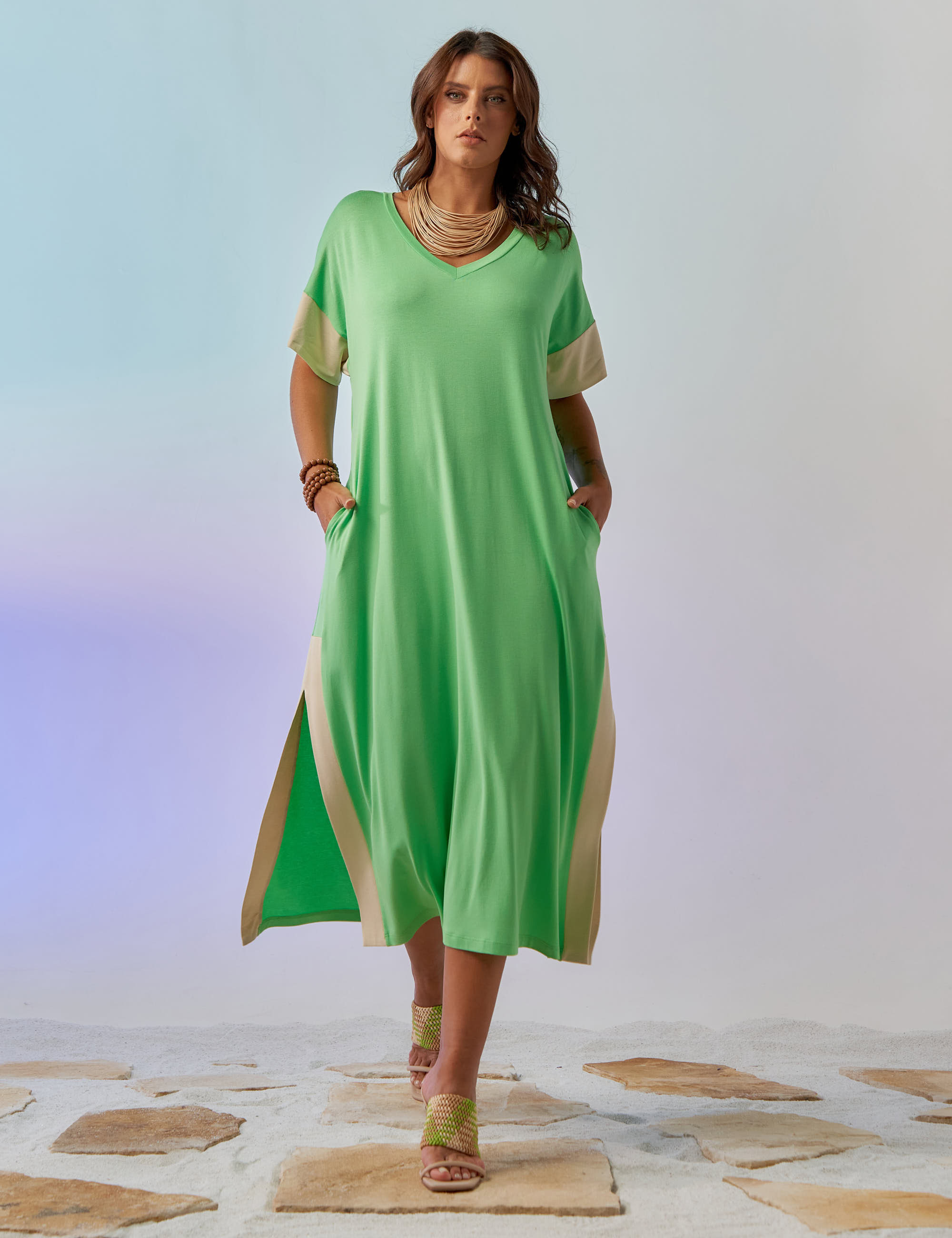 Vestido Midi Bicolor Astral