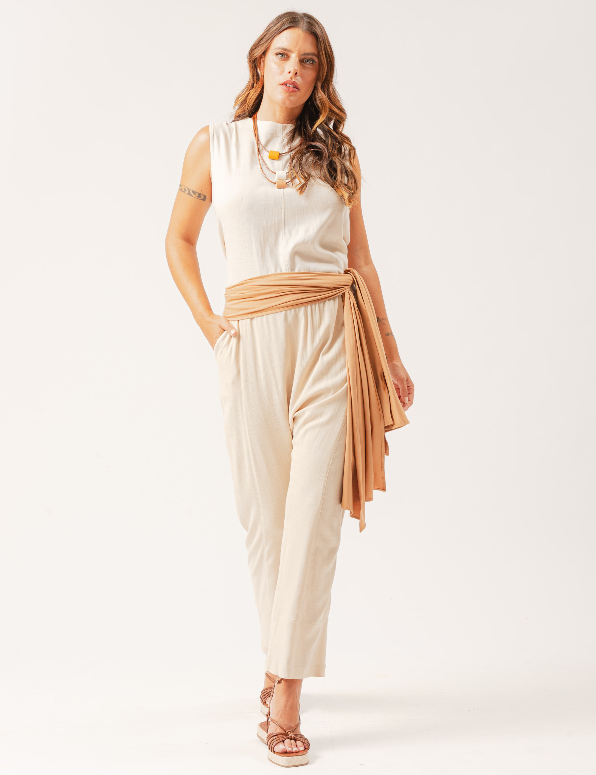 Calça Saruel Linho Trigo 