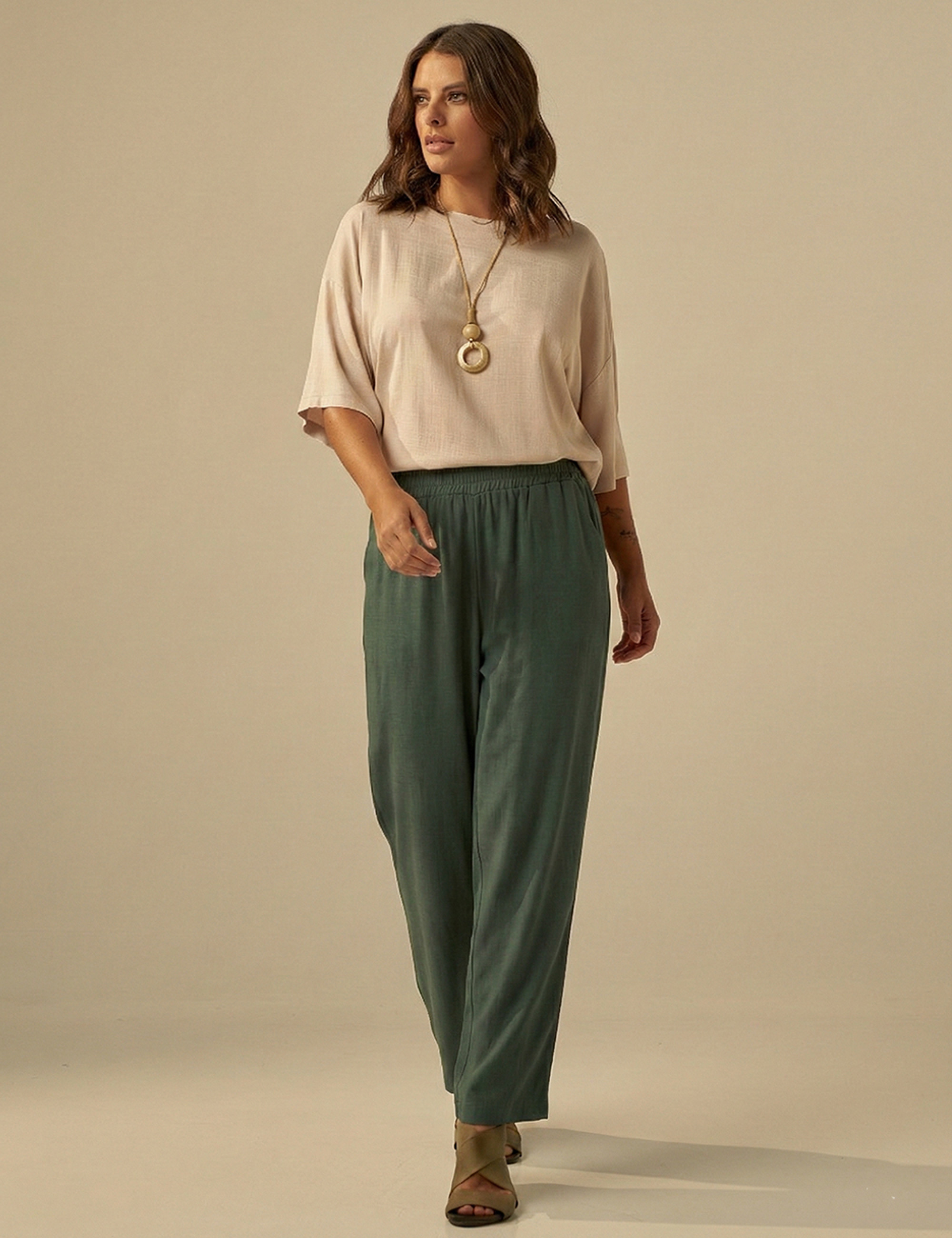 Calça Saruel Linho Verde Salvia