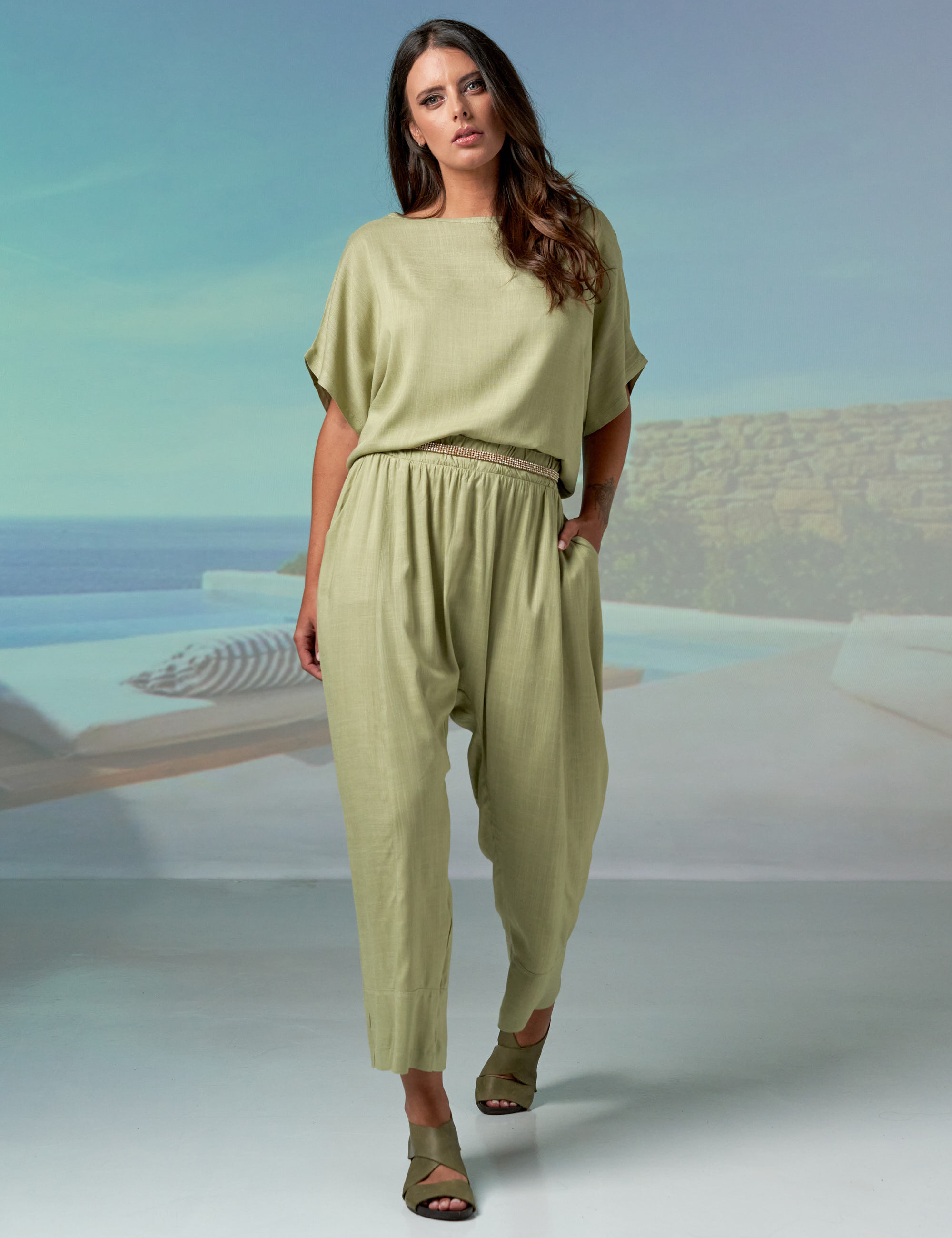 Calça Saruel Linho Maçã Verde