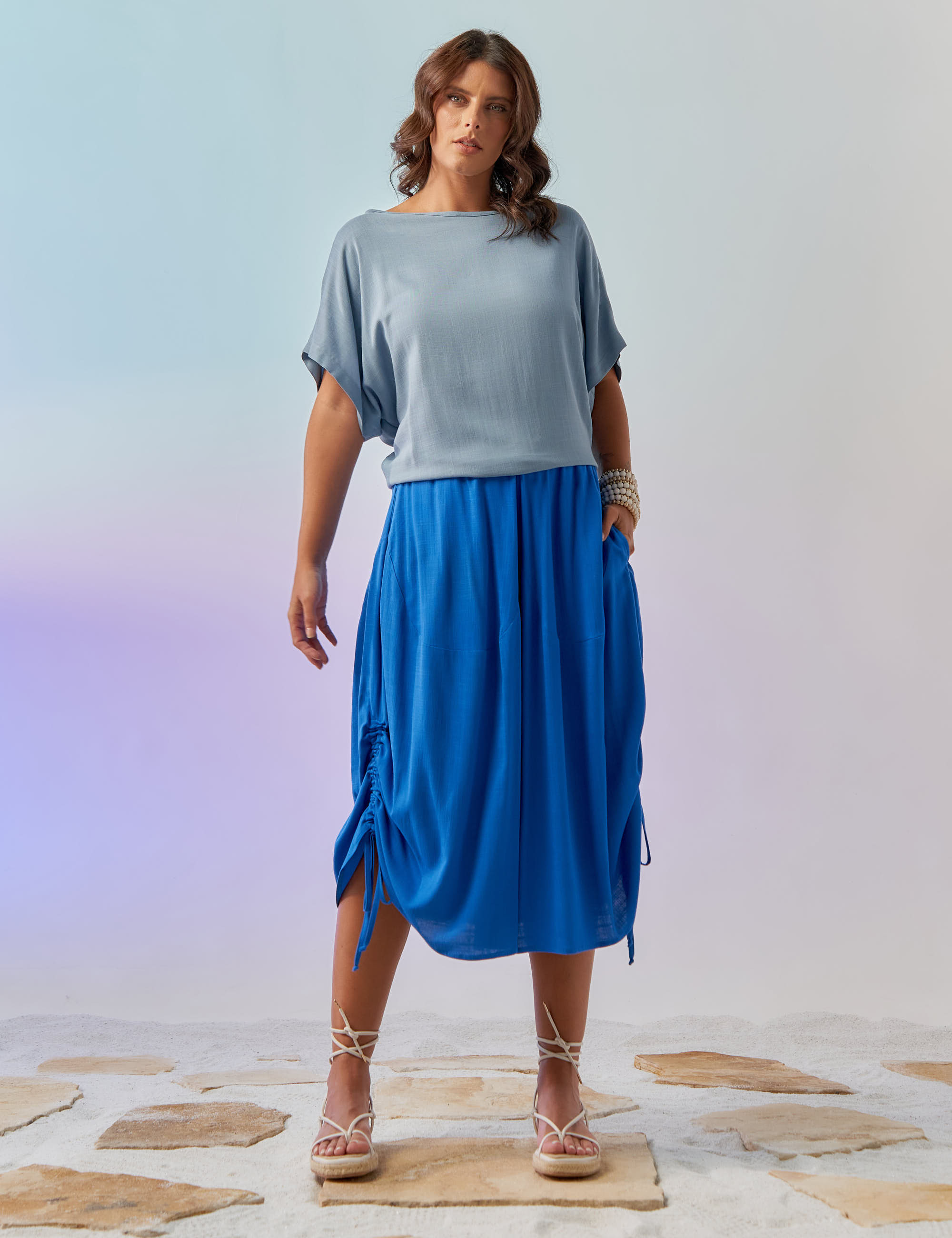 Calça Pantacourt Linho Grego