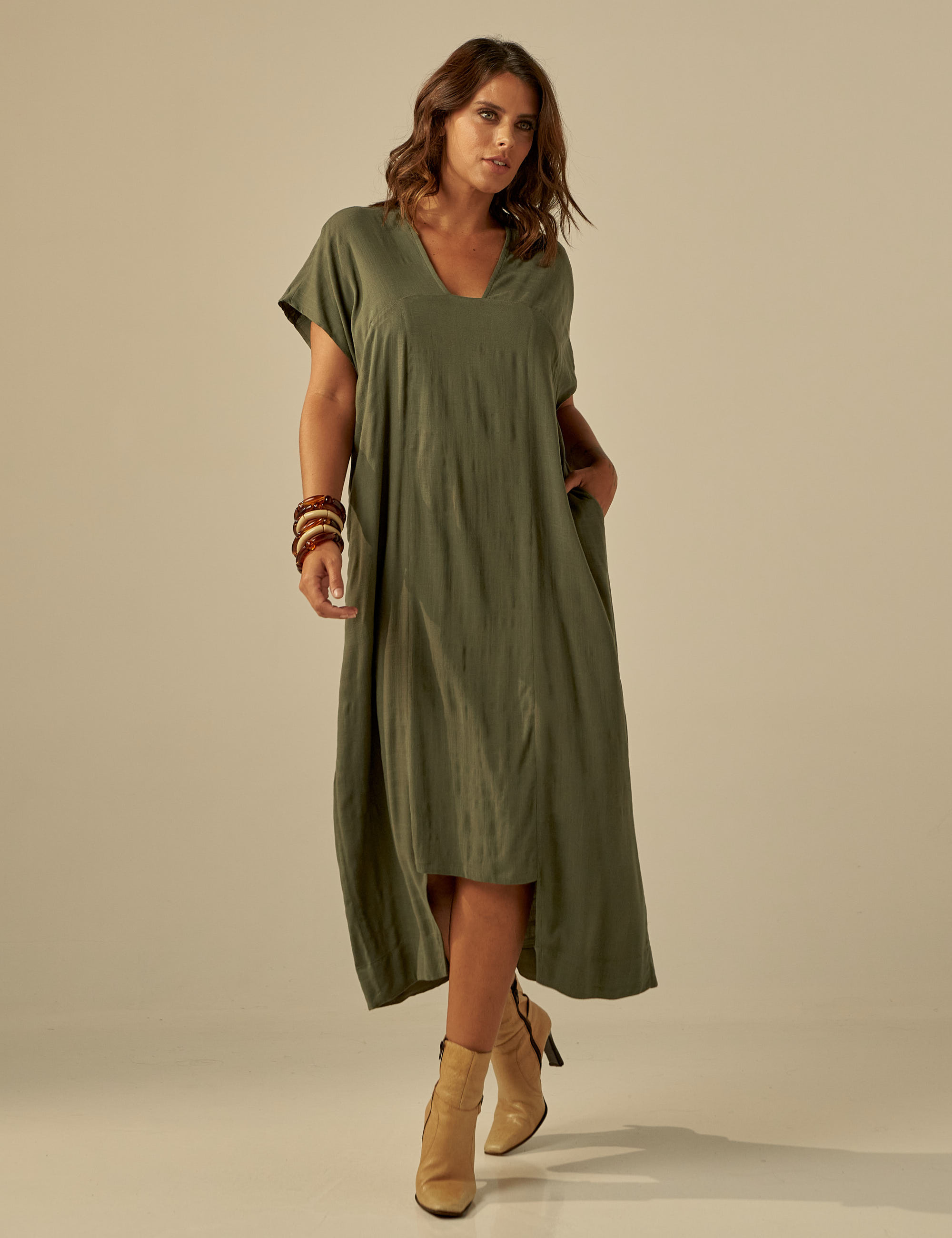 Vestido Geométrico Musgo