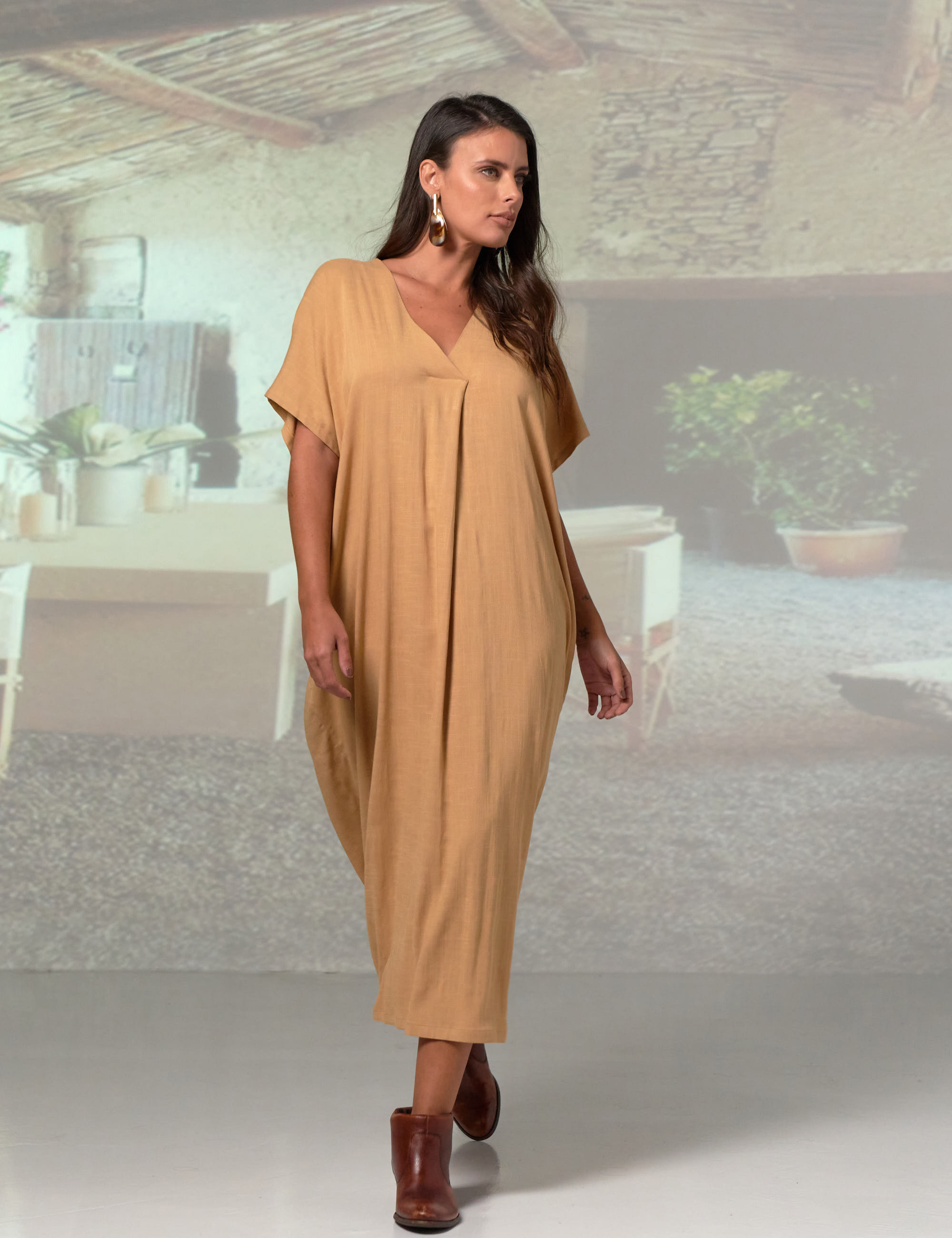 Vestido Linho Prega Ambrosia