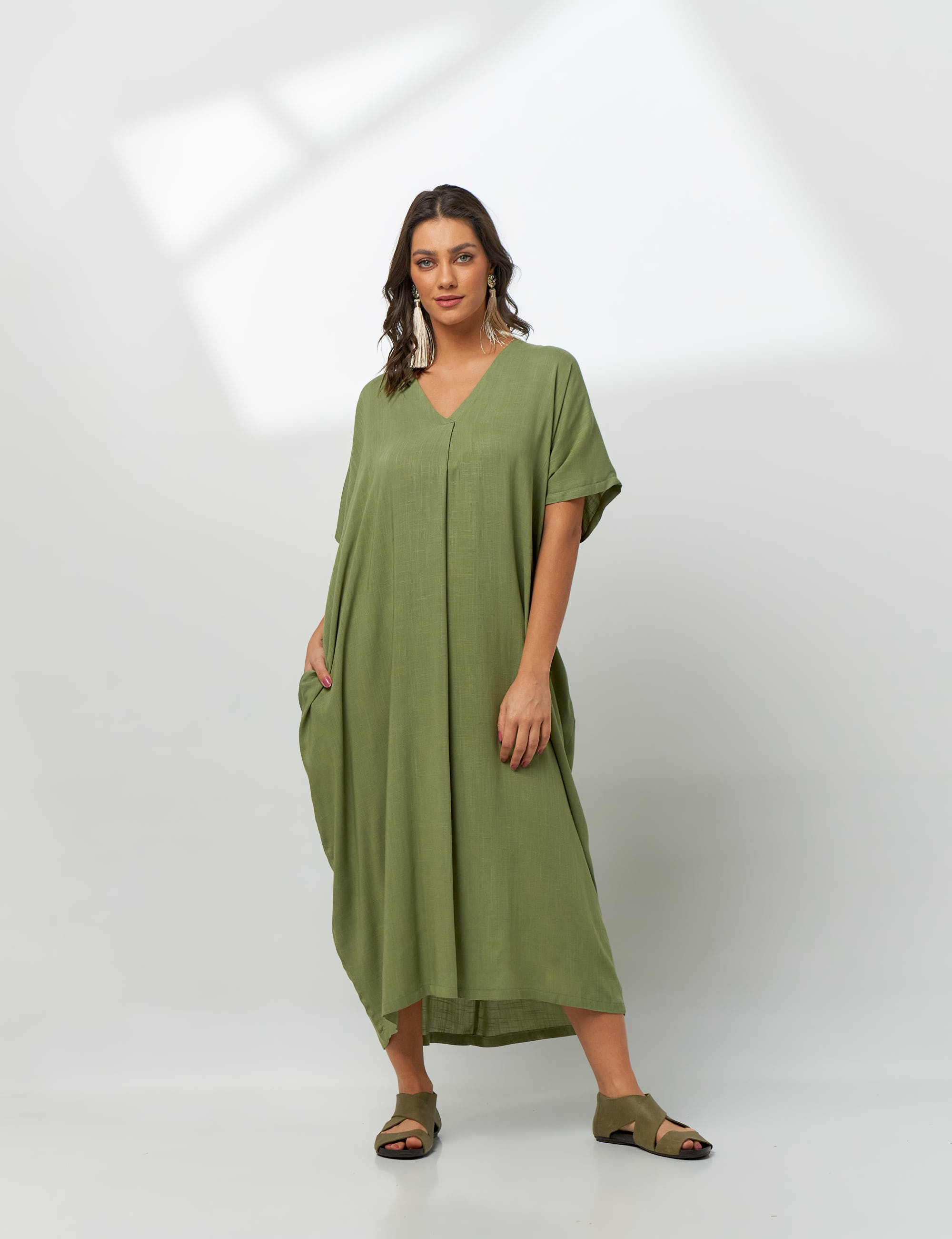 Vestido Linho Prega Alecrim