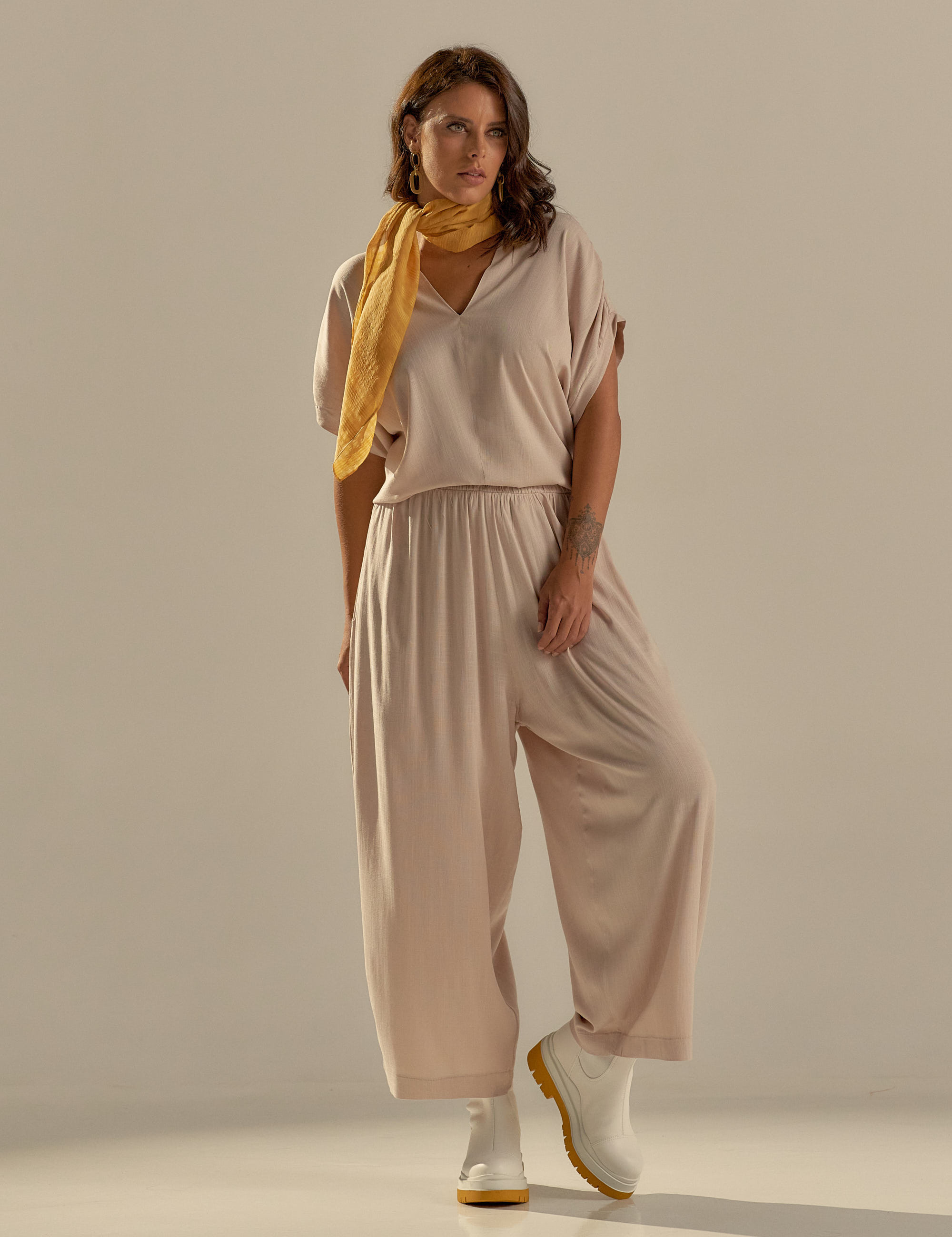 Blusa Franzida Ombro Aspargo