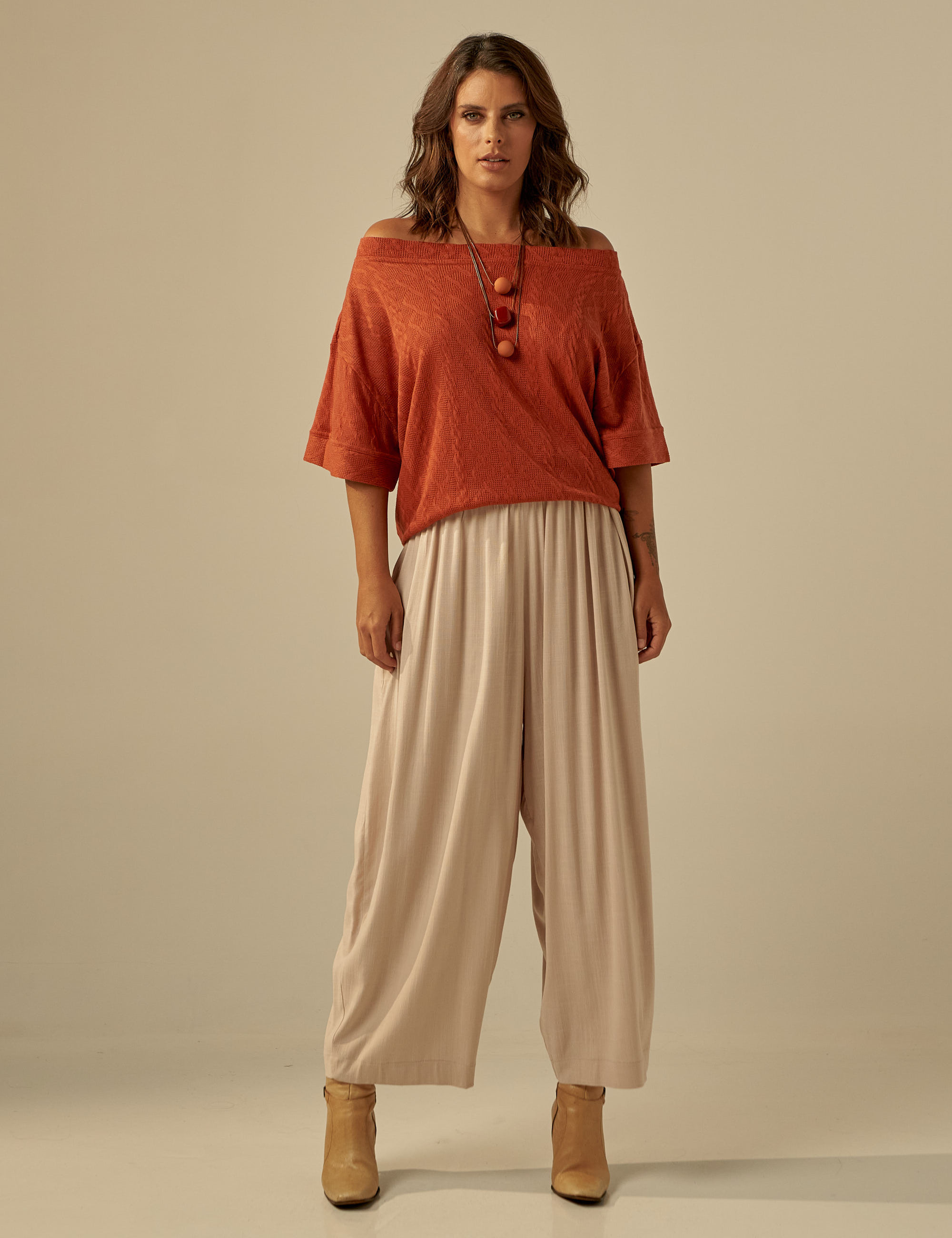 Blusa Tricô Quadrada Argila