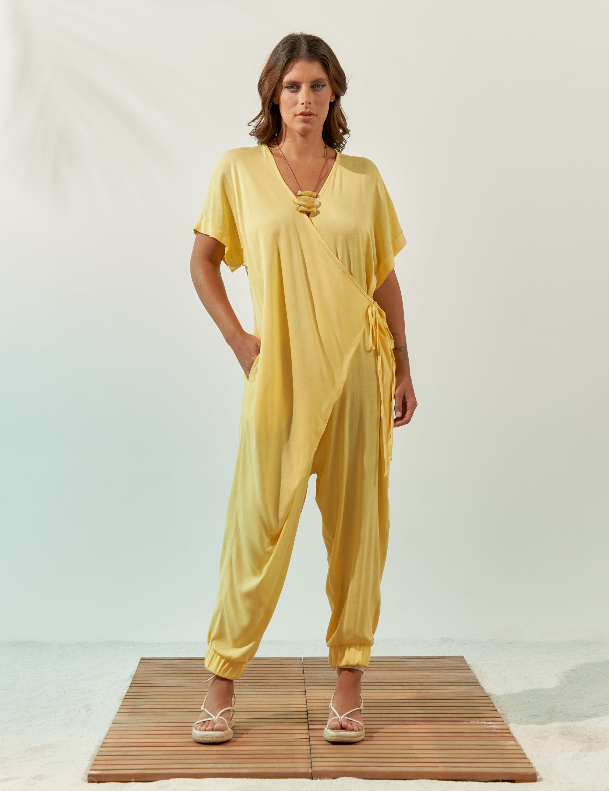 Macacão Pareô Amarelo Solar