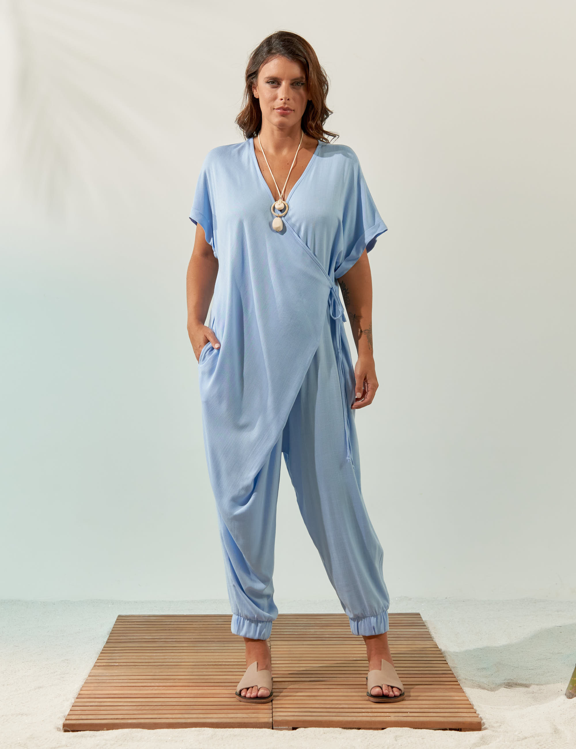 Macacão Pareô Azul Brisa