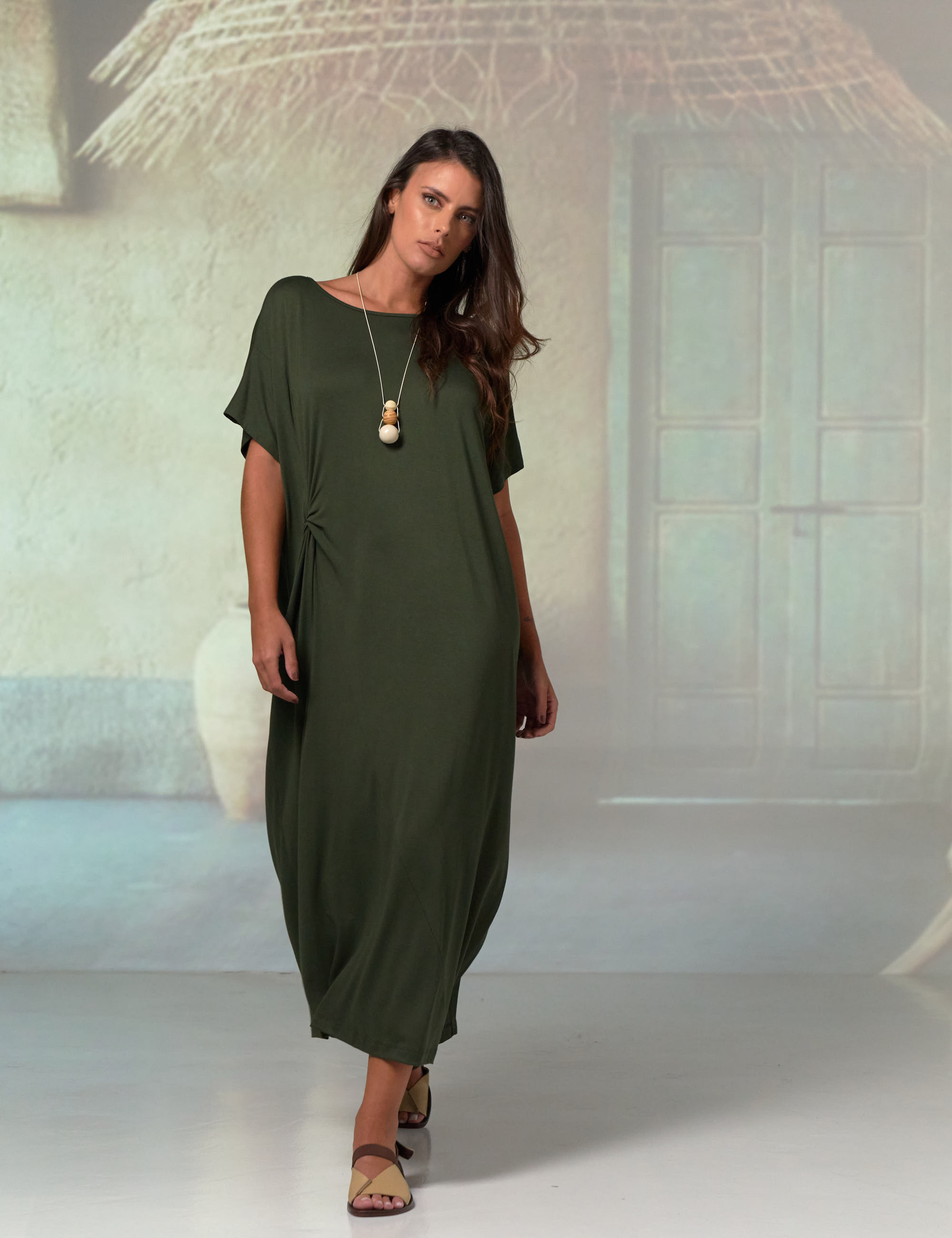 Vestido Drapeado Malha Carnaúba