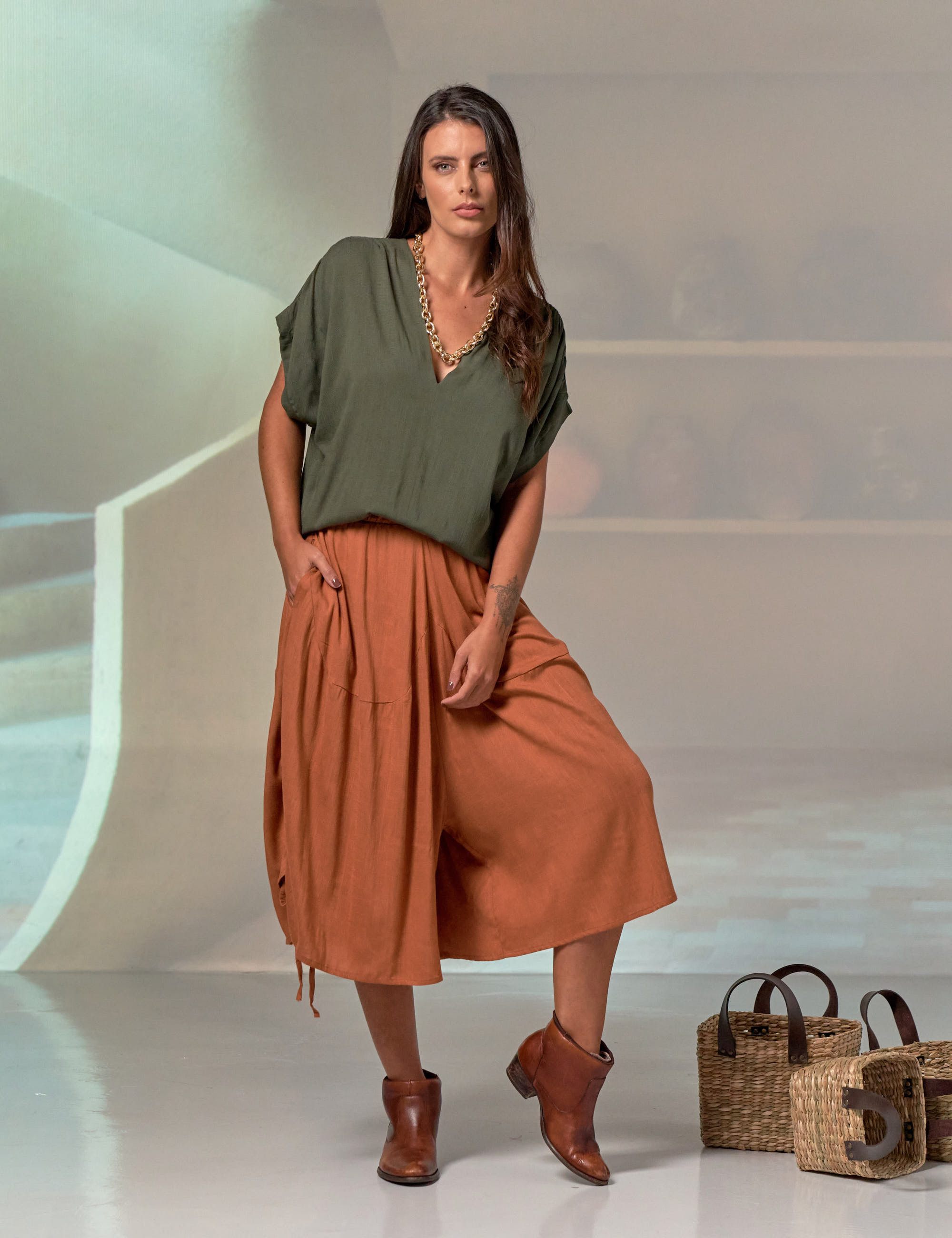 Calça Pantacourt Linho Rapadura