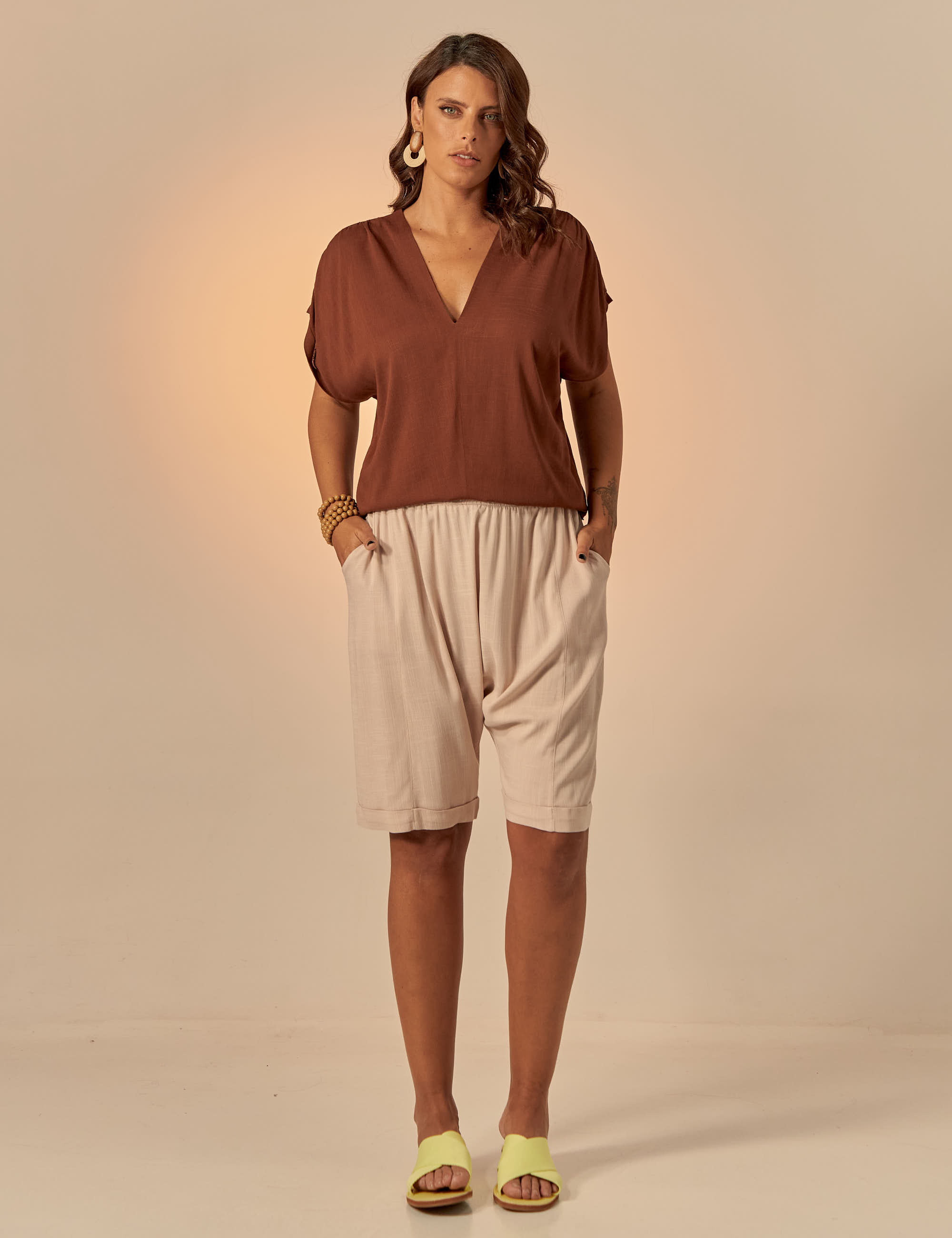 Blusa Franzida Ombro Cacau