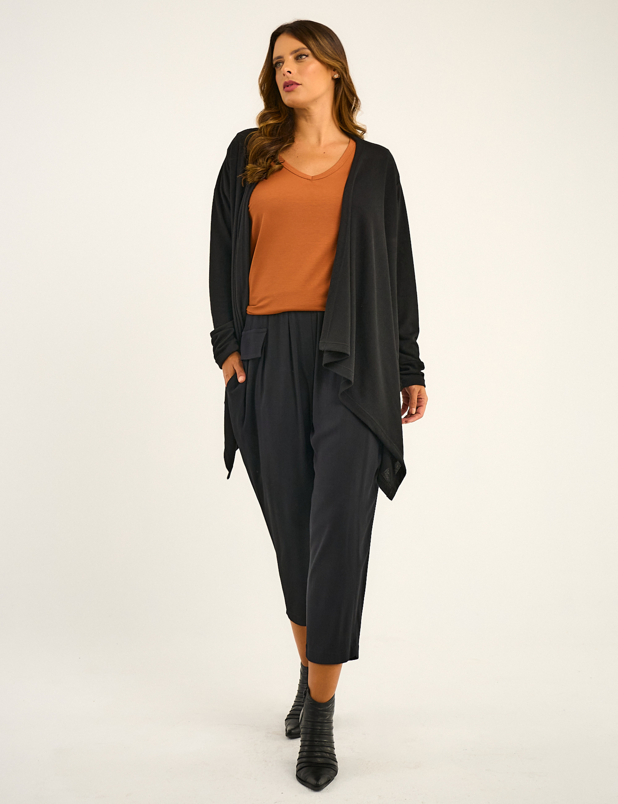 Cardigan Lã Pontas Preto