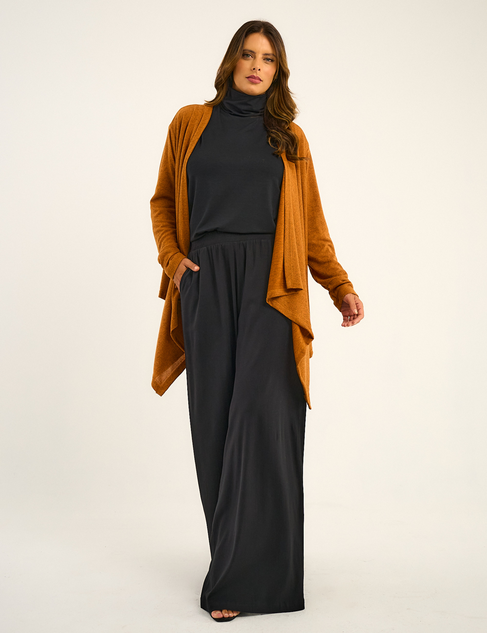 Cardigan Lã Pontas Ferrugem