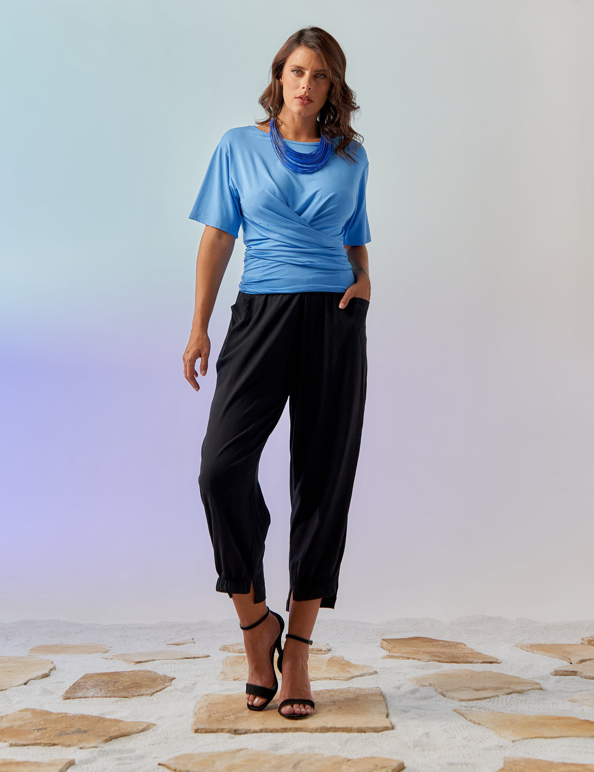 Blusa Nó Frente Celeste