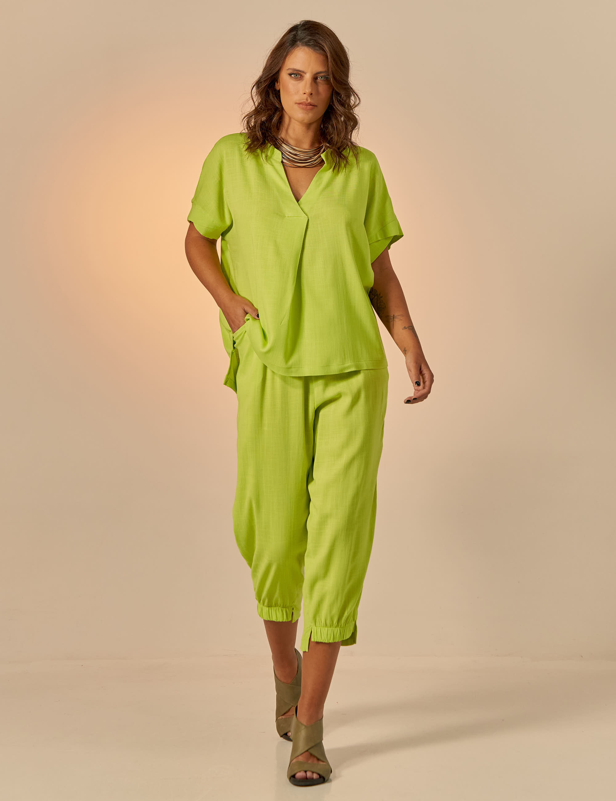 Blusa Prega Linho Lima