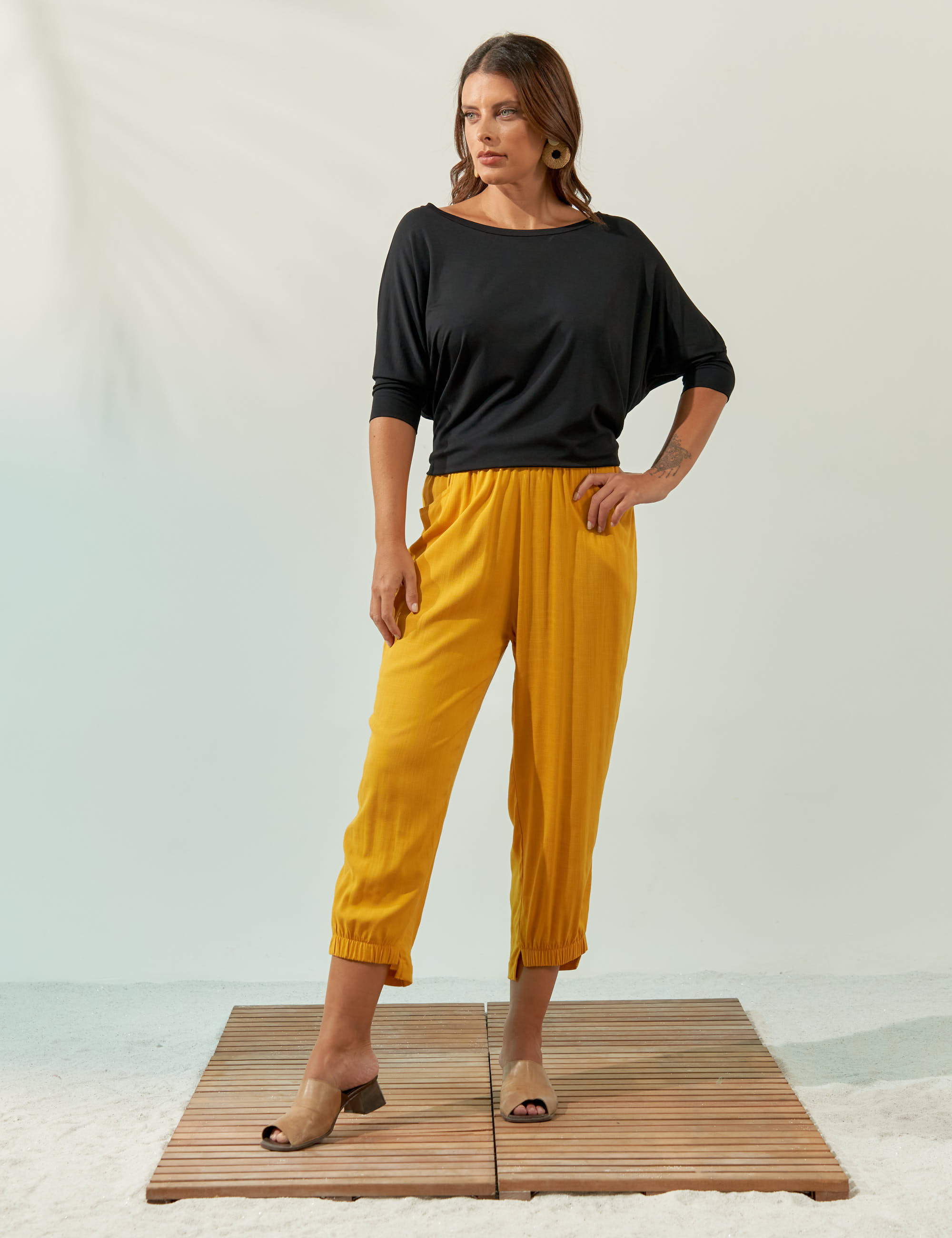 Calça Trancoso Linho Amarela Mel