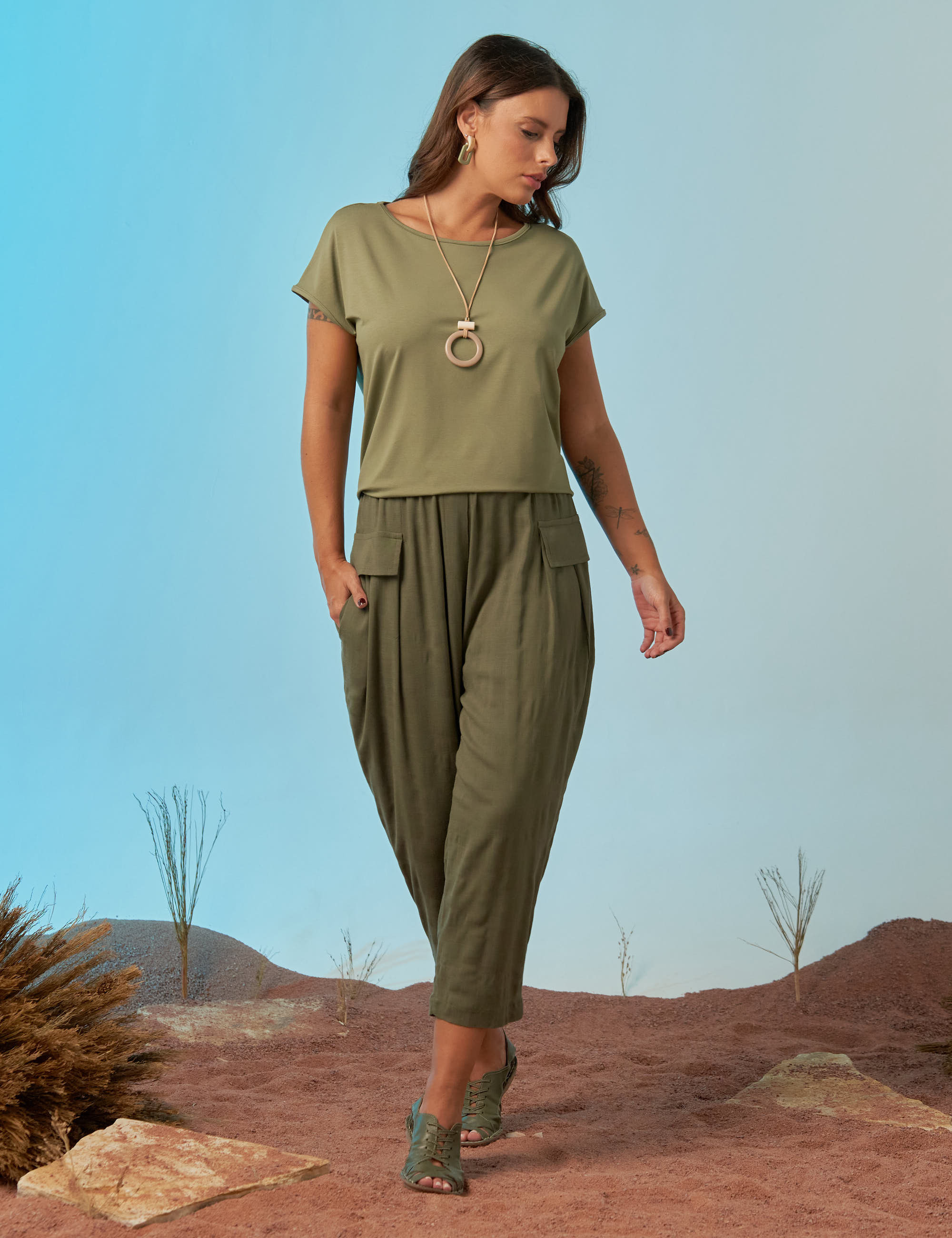 Camiseta Básica Verde Botânico