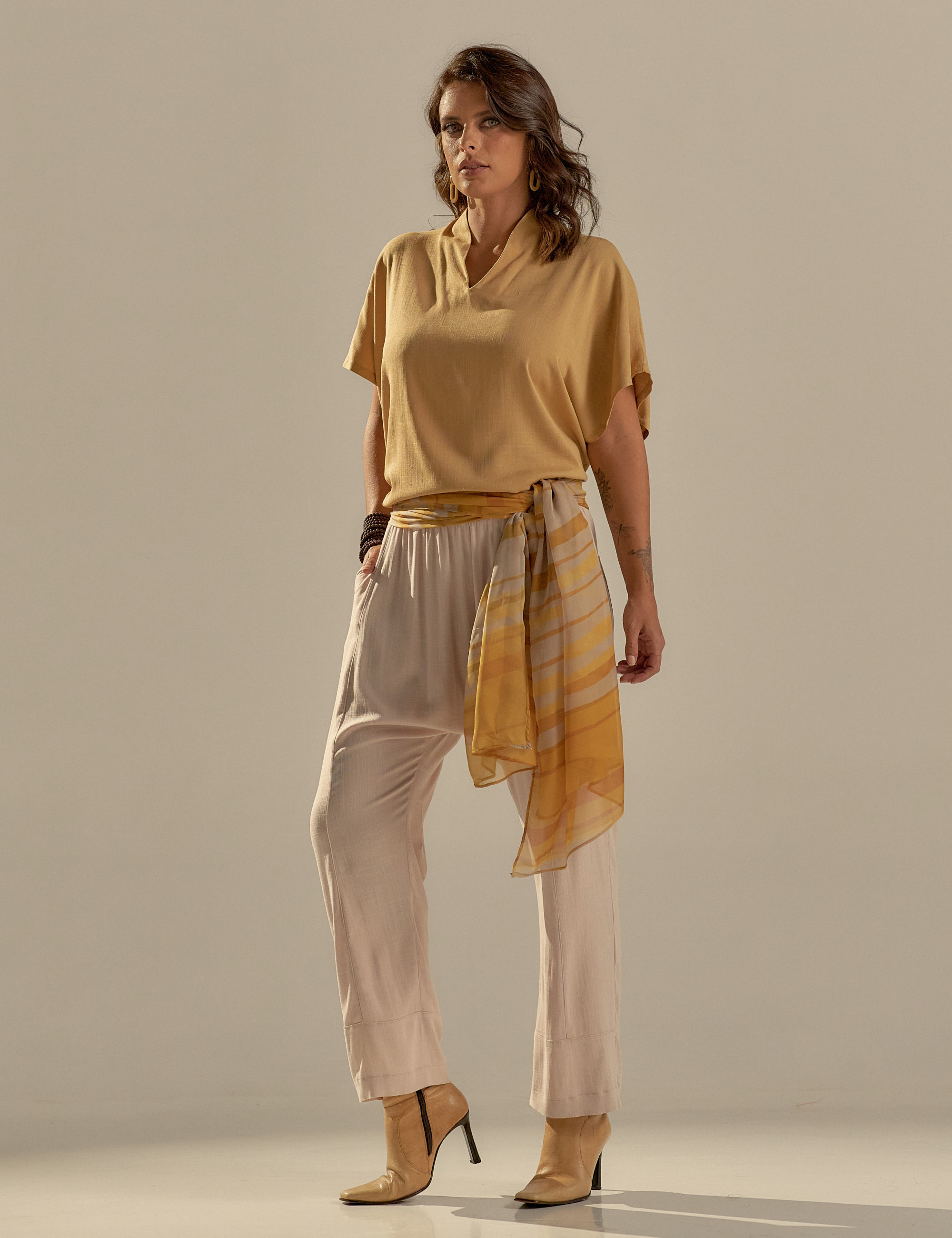 Calça Saruel Linho Aspargo