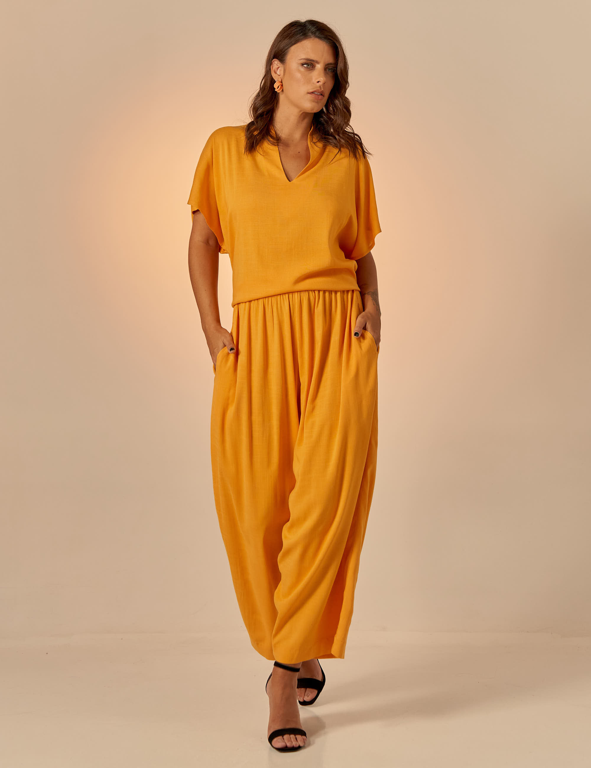 Blusa Gola Linho Papaya