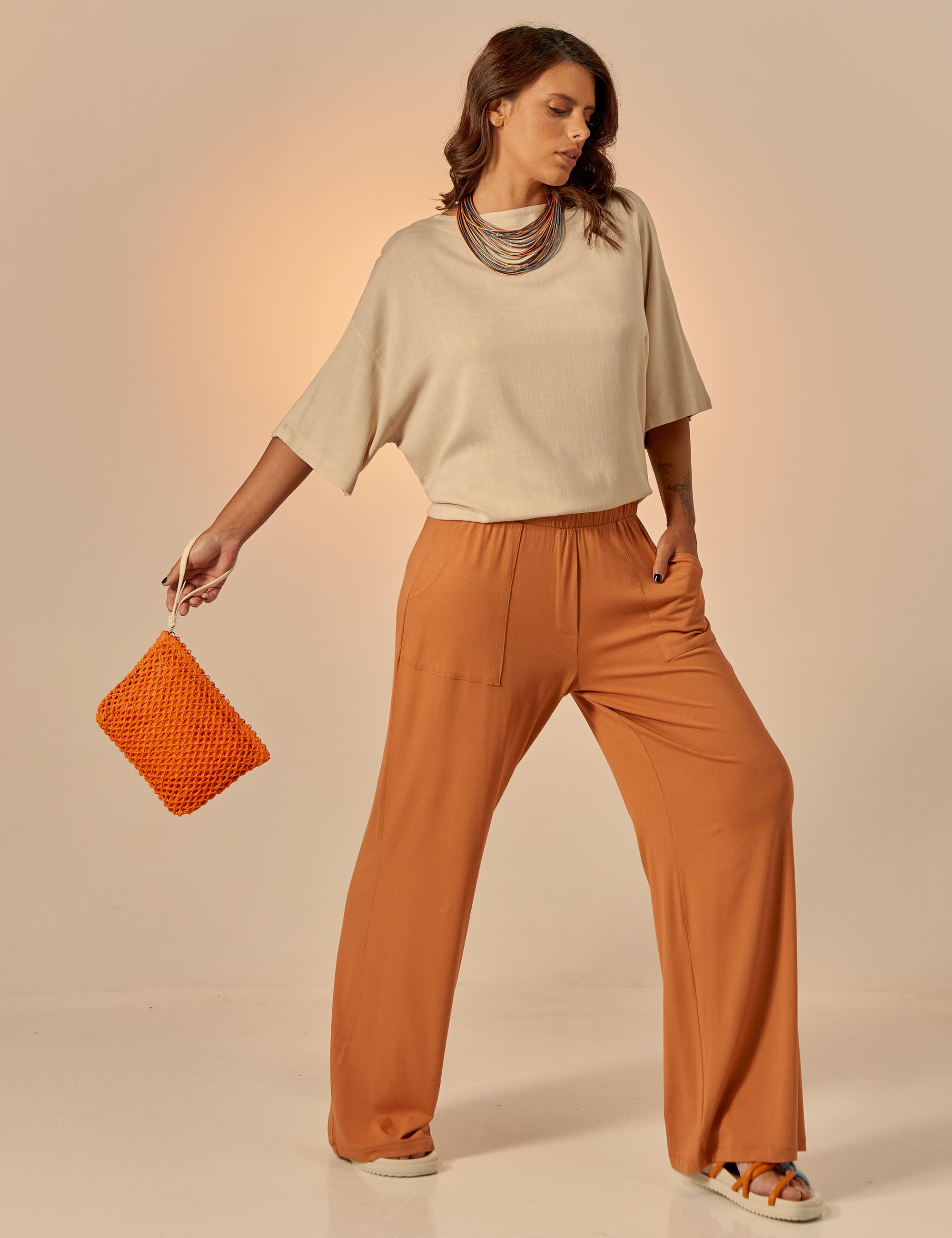 Calça Pantalona Argila