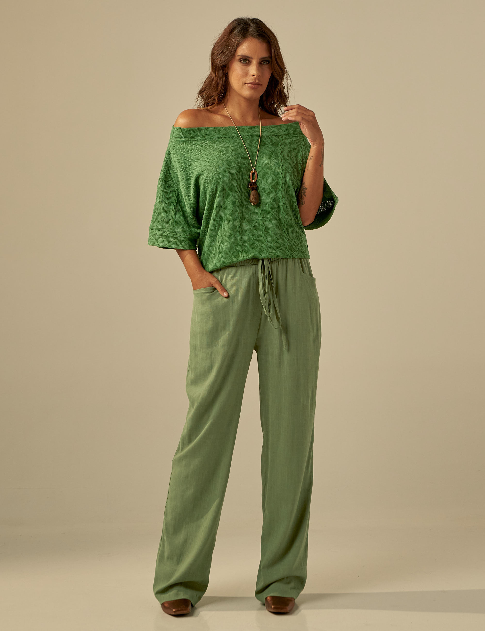 Blusa Tricô Quadrada Folha