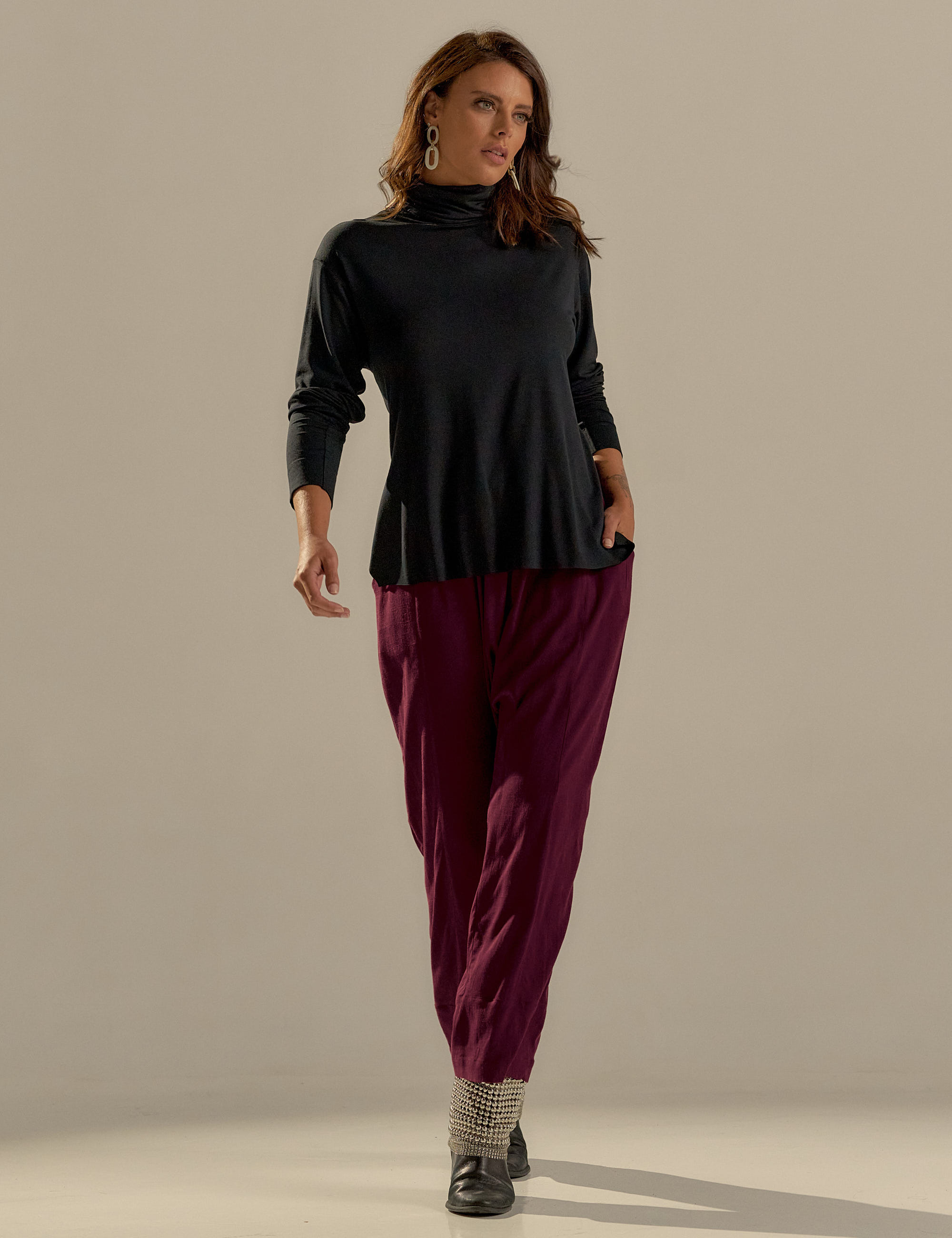 Calça Saruel Linho Merlot