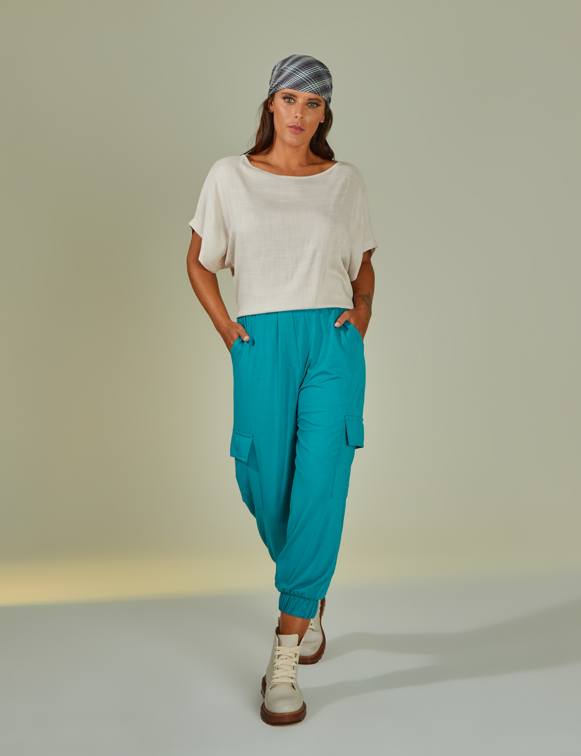 Calça Jogger Bolso Azul Mediterrâneo