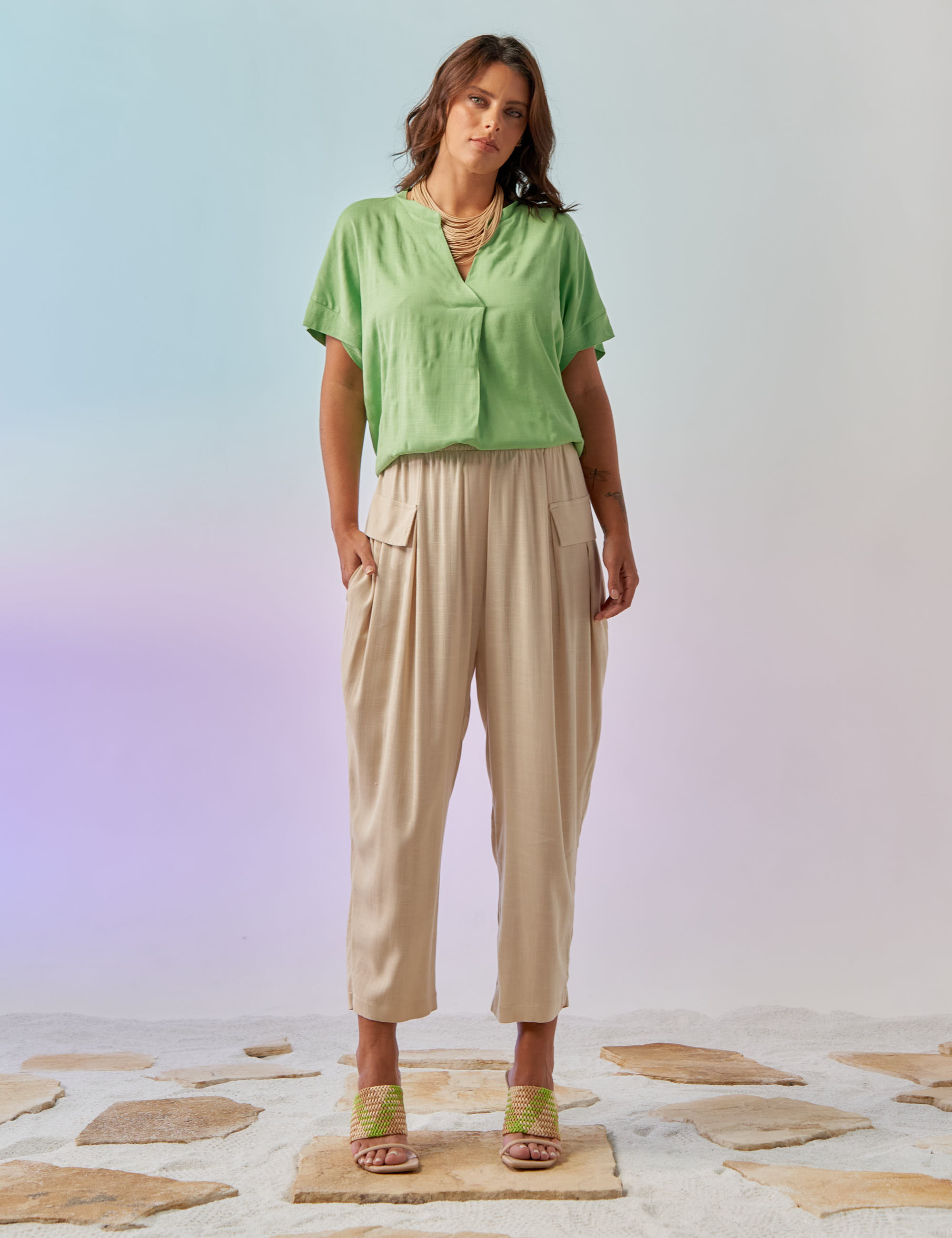 Blusa Prega Linho Salsa