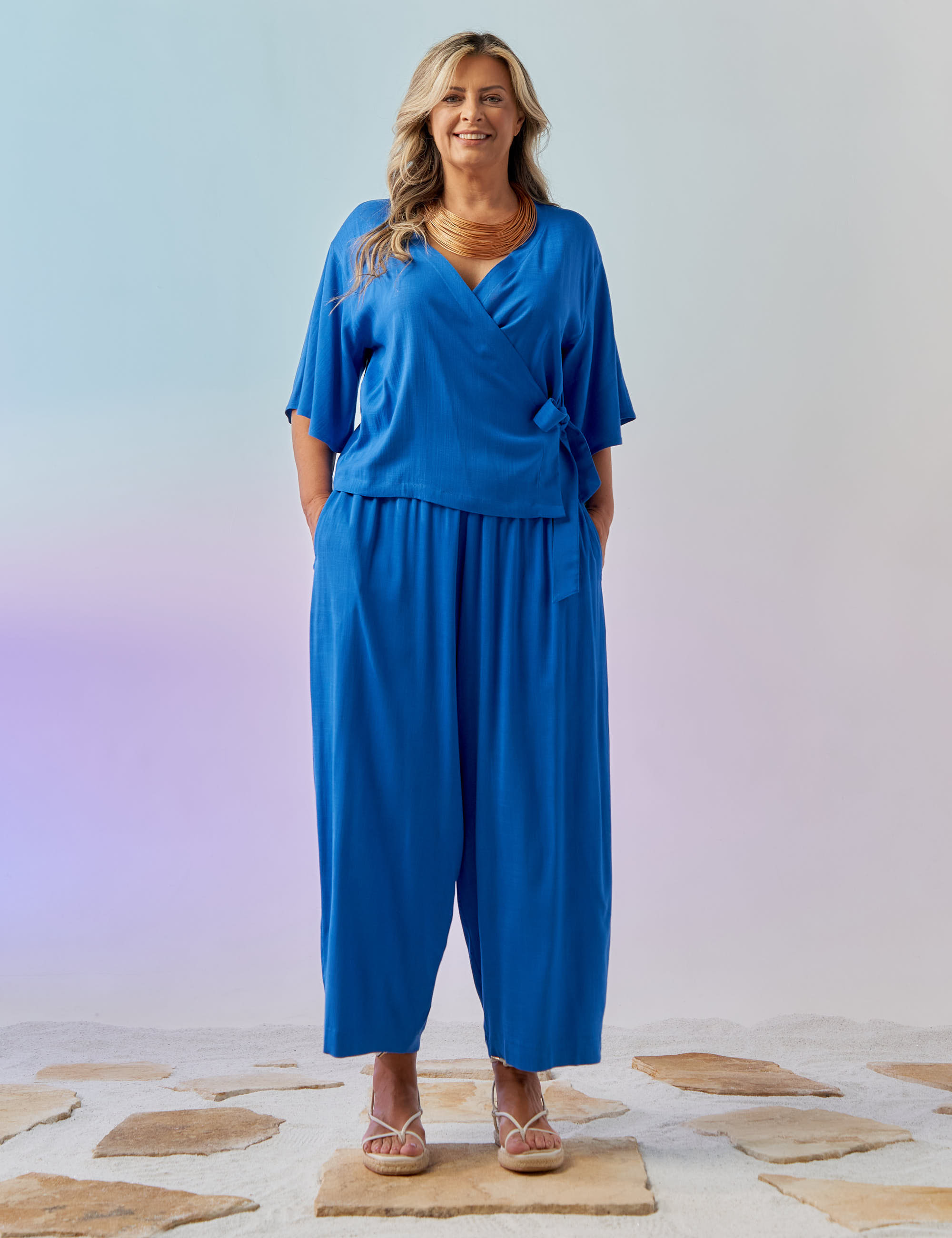 Blusa Envelope Amarração Linho Grego