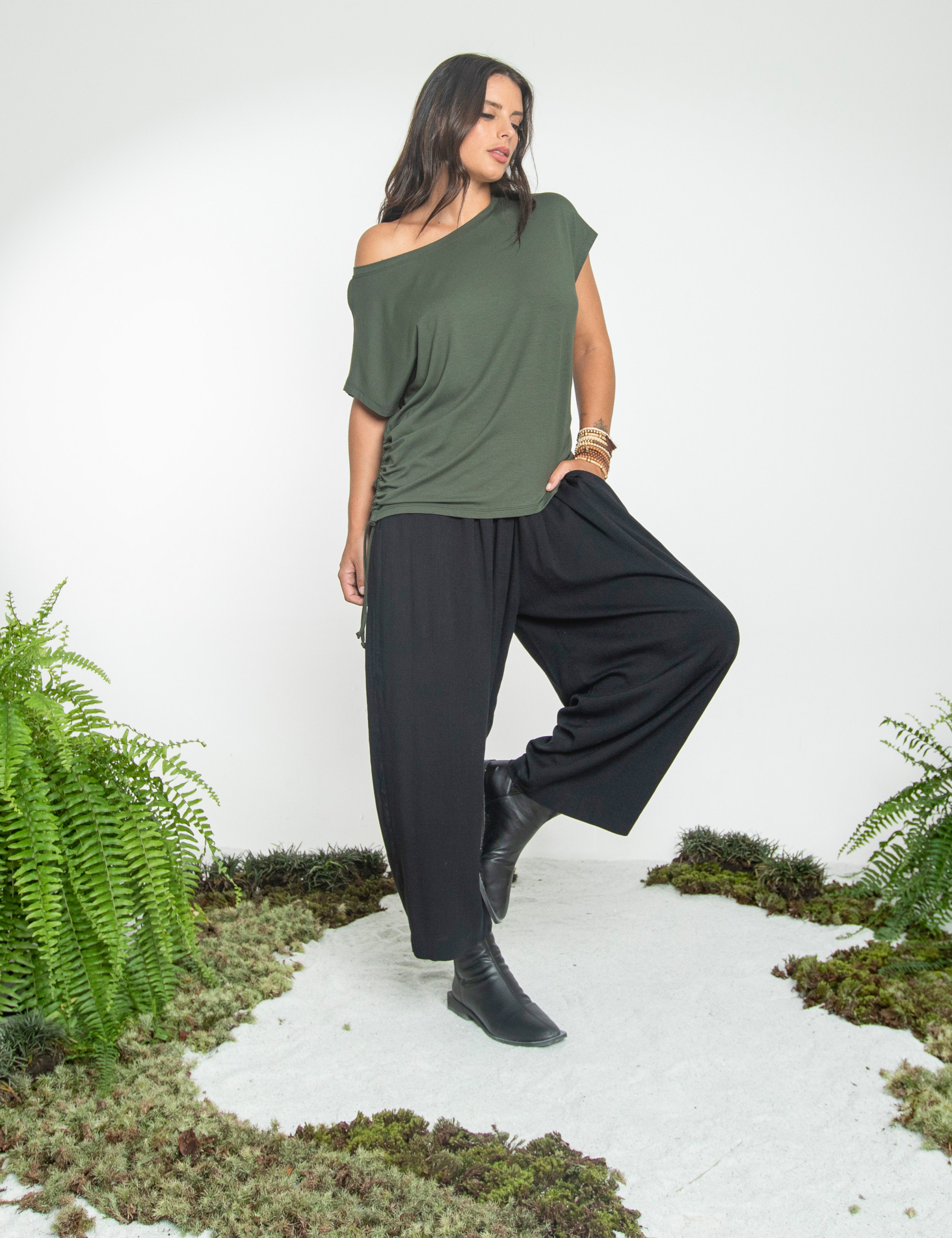 Blusa Canaleta Lateral Verde Selva