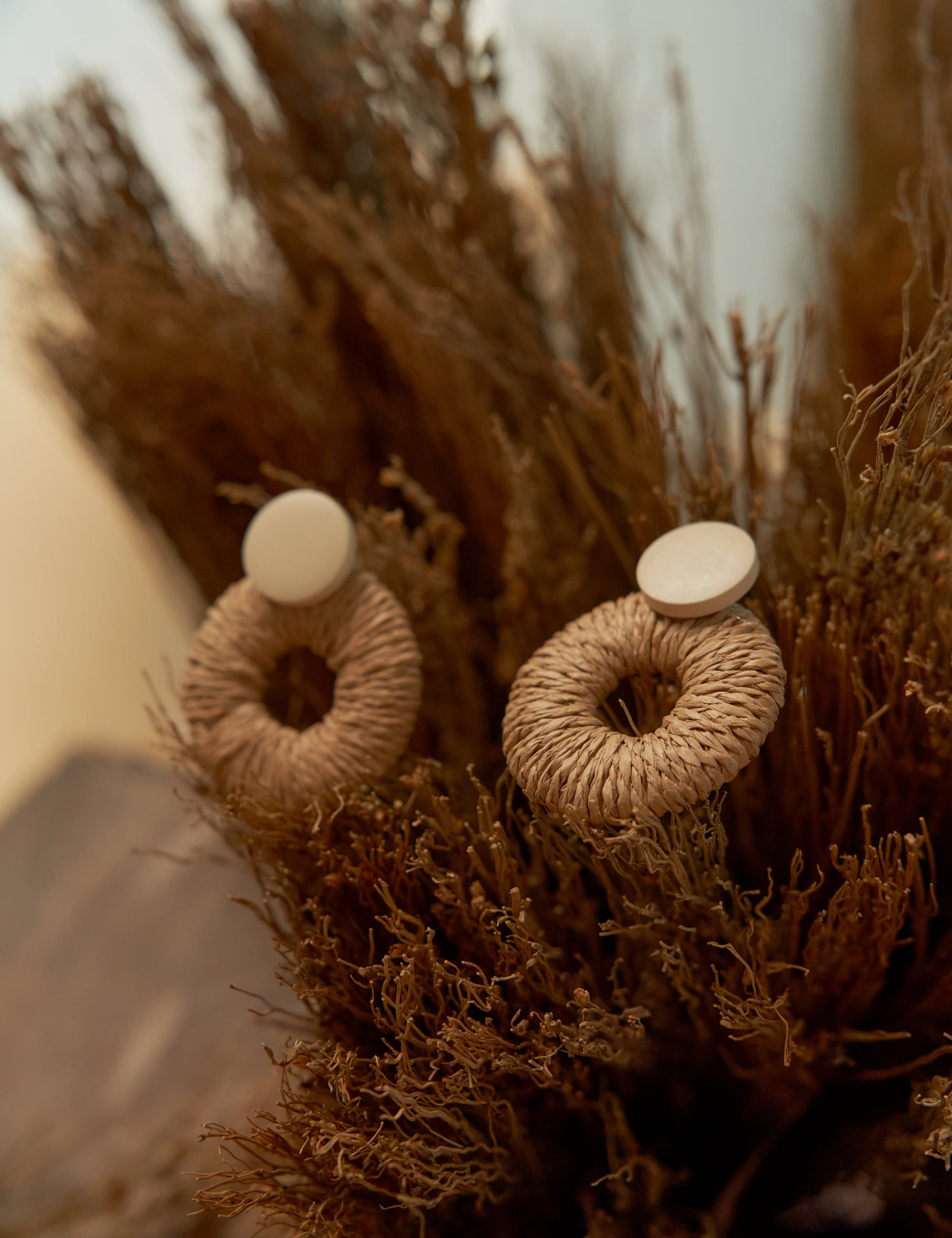 Brinco Círculo Palha Avelã