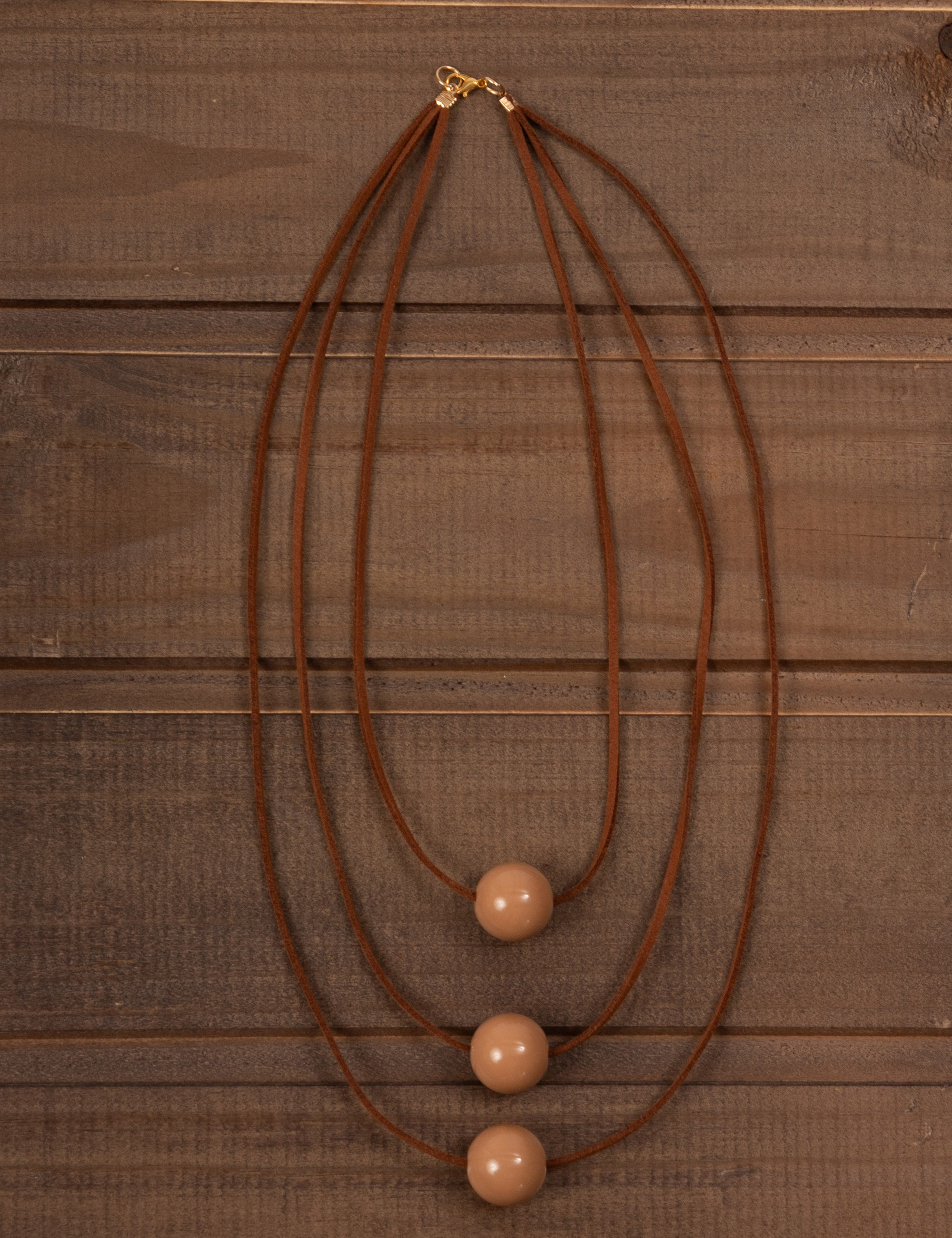 Colar Trio Esfera Bege