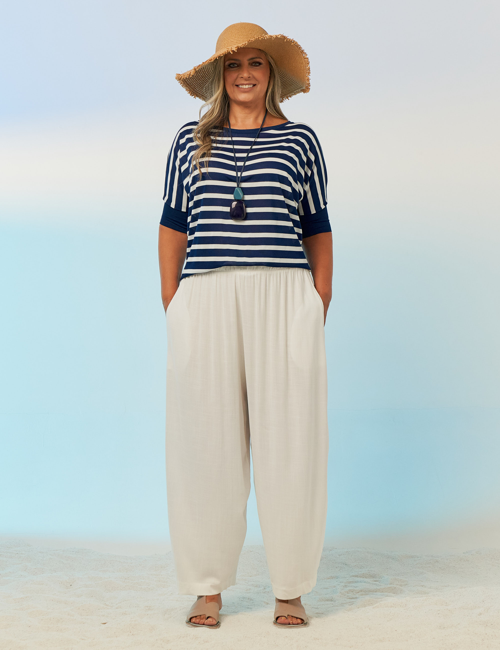 Blusa Quadrada Listras Oceano