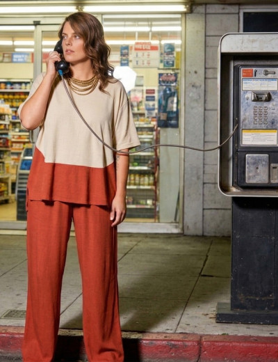 Conjunto Bicolor Reto Marrom Terracota