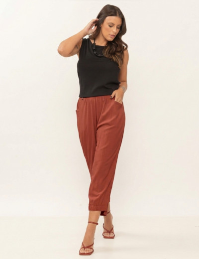 Calça Trancoso Linho Marrom Argila