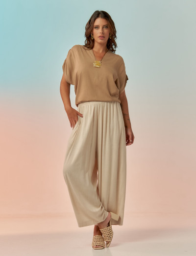 Blusa Franzida Ombro Avelã