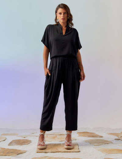 Blusa Gola Linho Preto