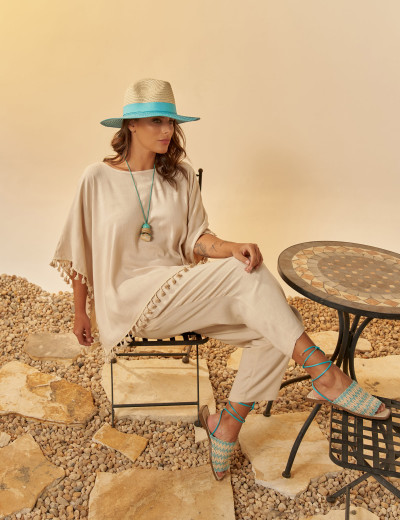 Blusa Kaftan Linho Bege Aveia