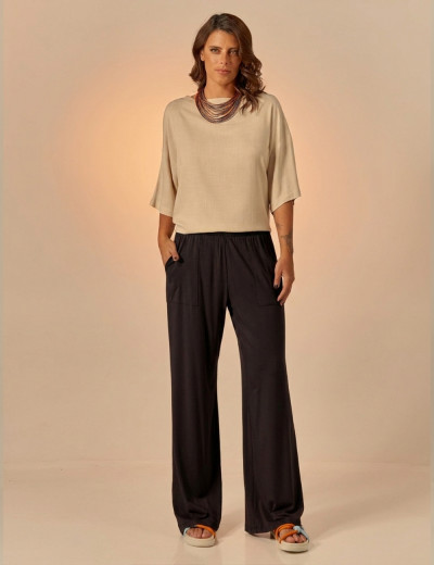 Blusa Canoa Linho Trigo